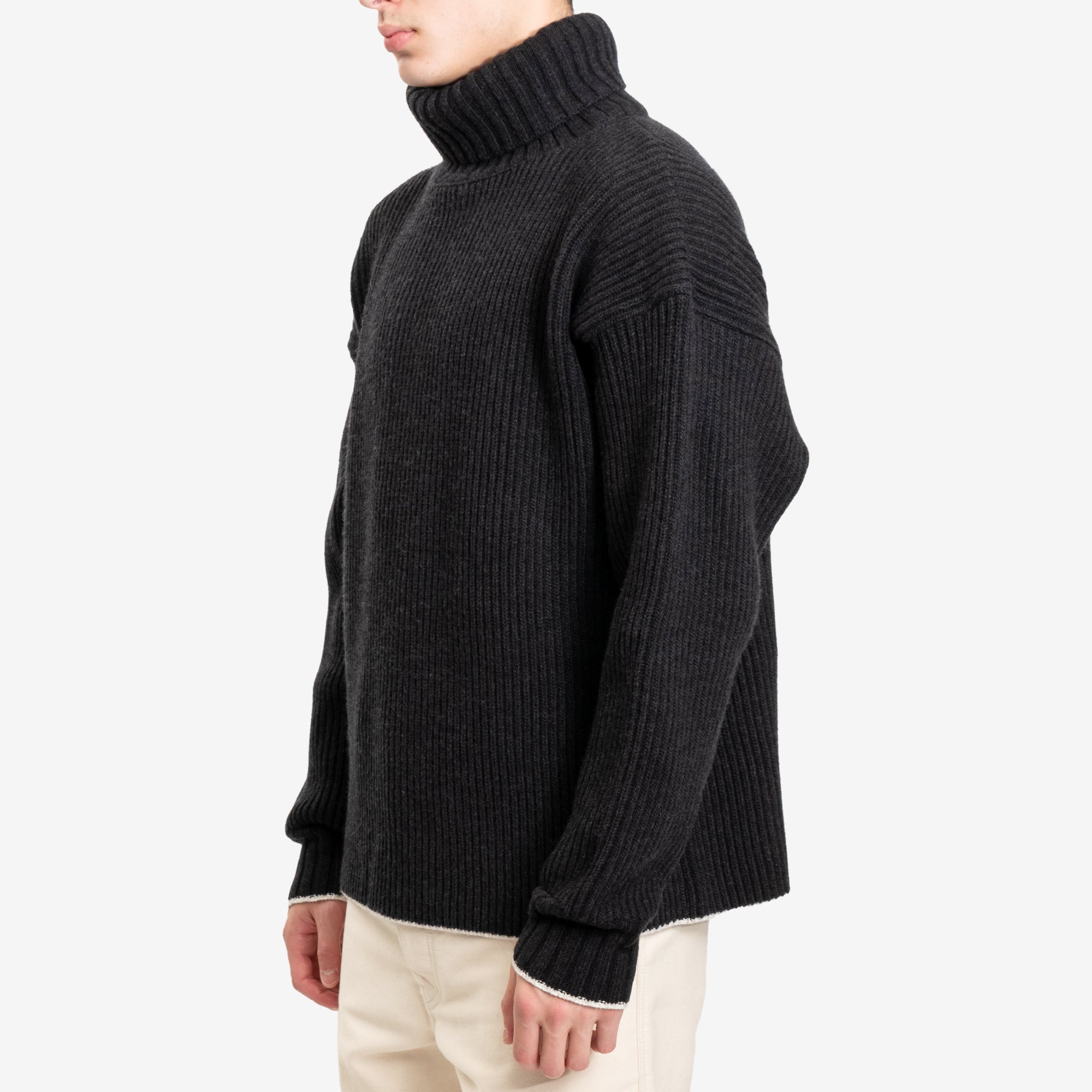 Uniforme Roll Neck Wool Cashmere Sweater Anthracite - 3