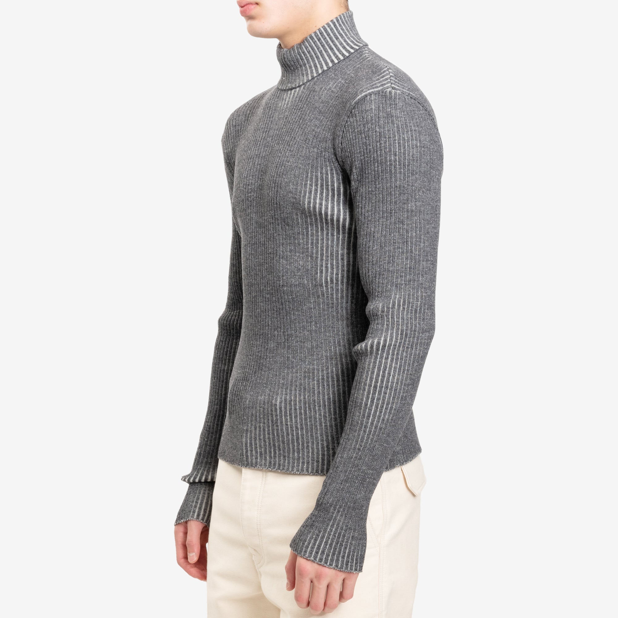 Uniforme Funnel Neck Contrast Sweater Off White - 3