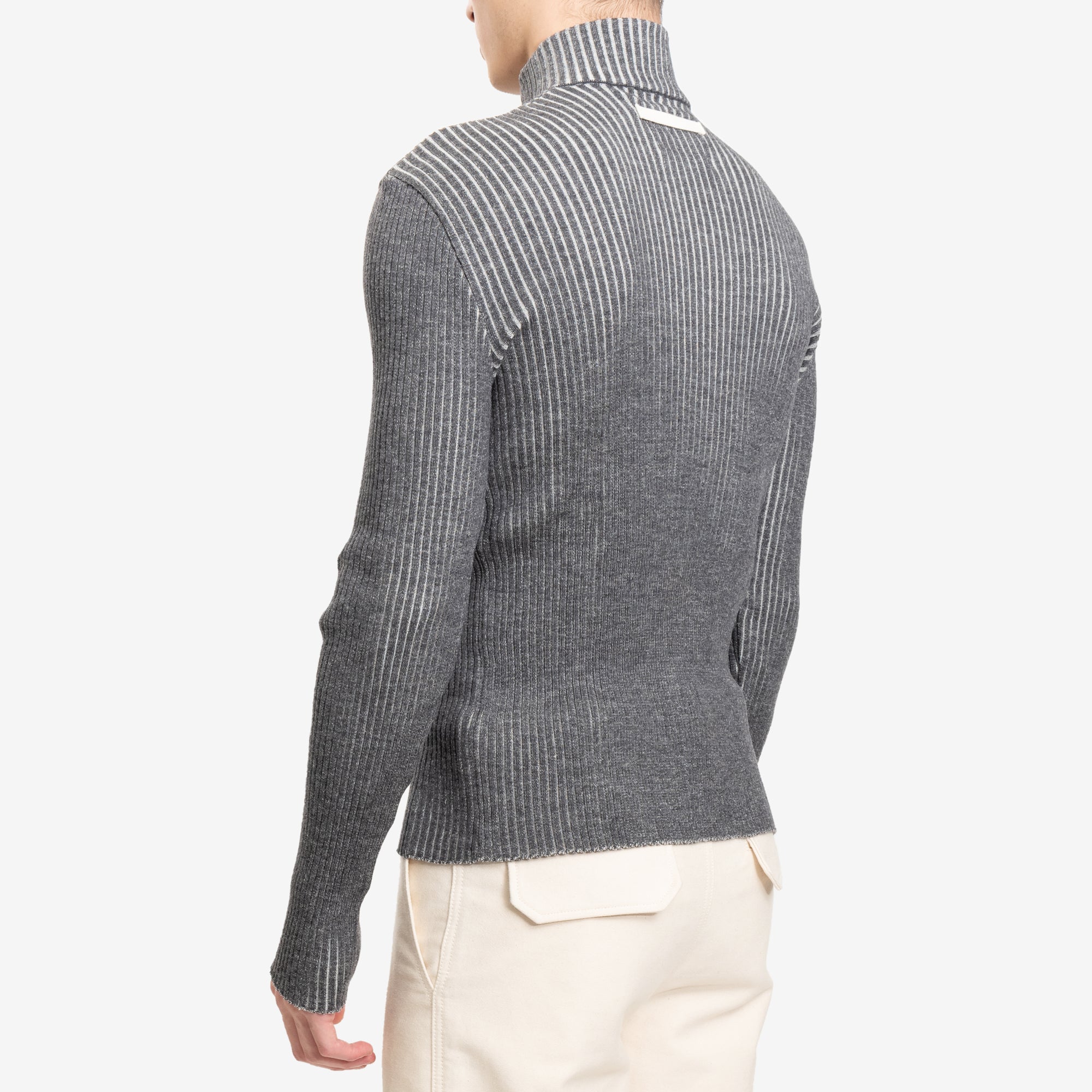 Uniforme Funnel Neck Contrast Sweater Off White - 4