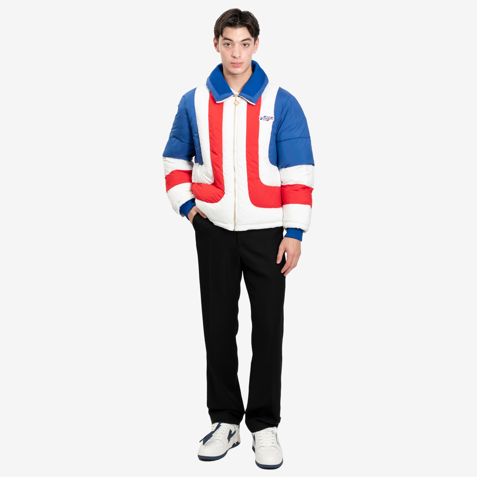 Casablanca Curve Panel Puffer Jacket White - 2