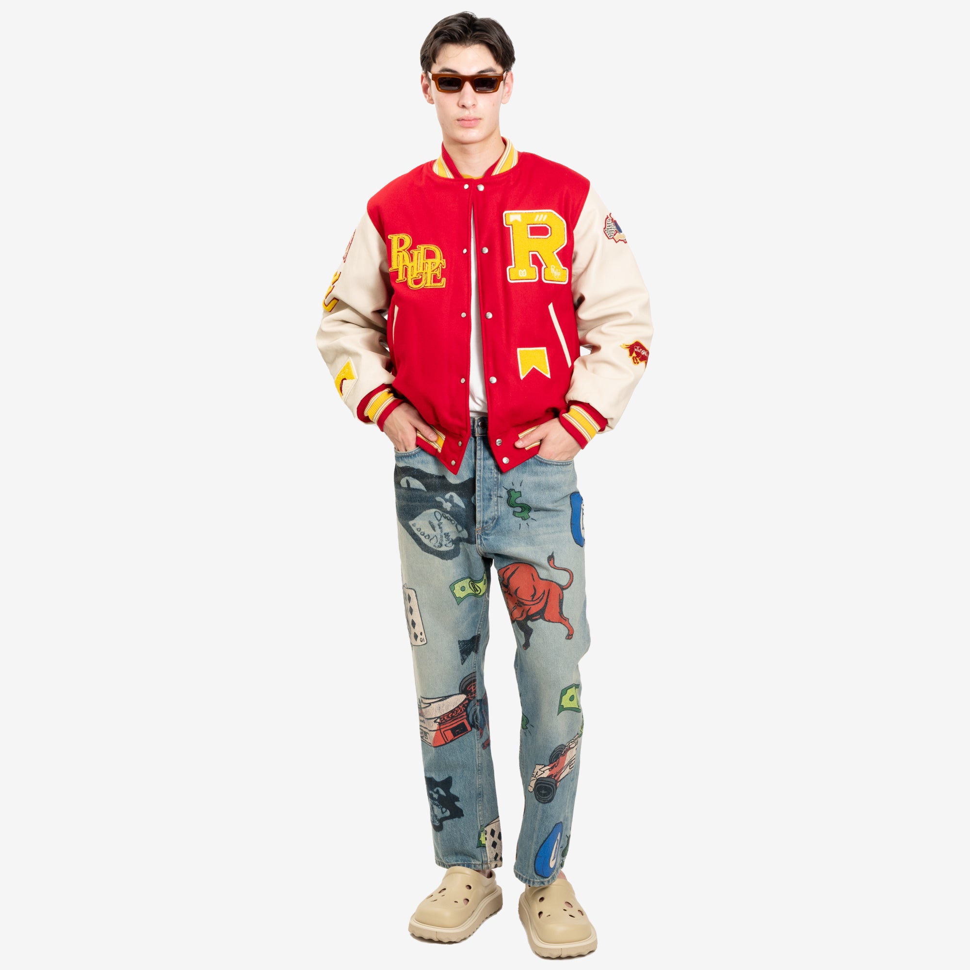 Rhude Bull Market Varsity Jacket Red - 2
