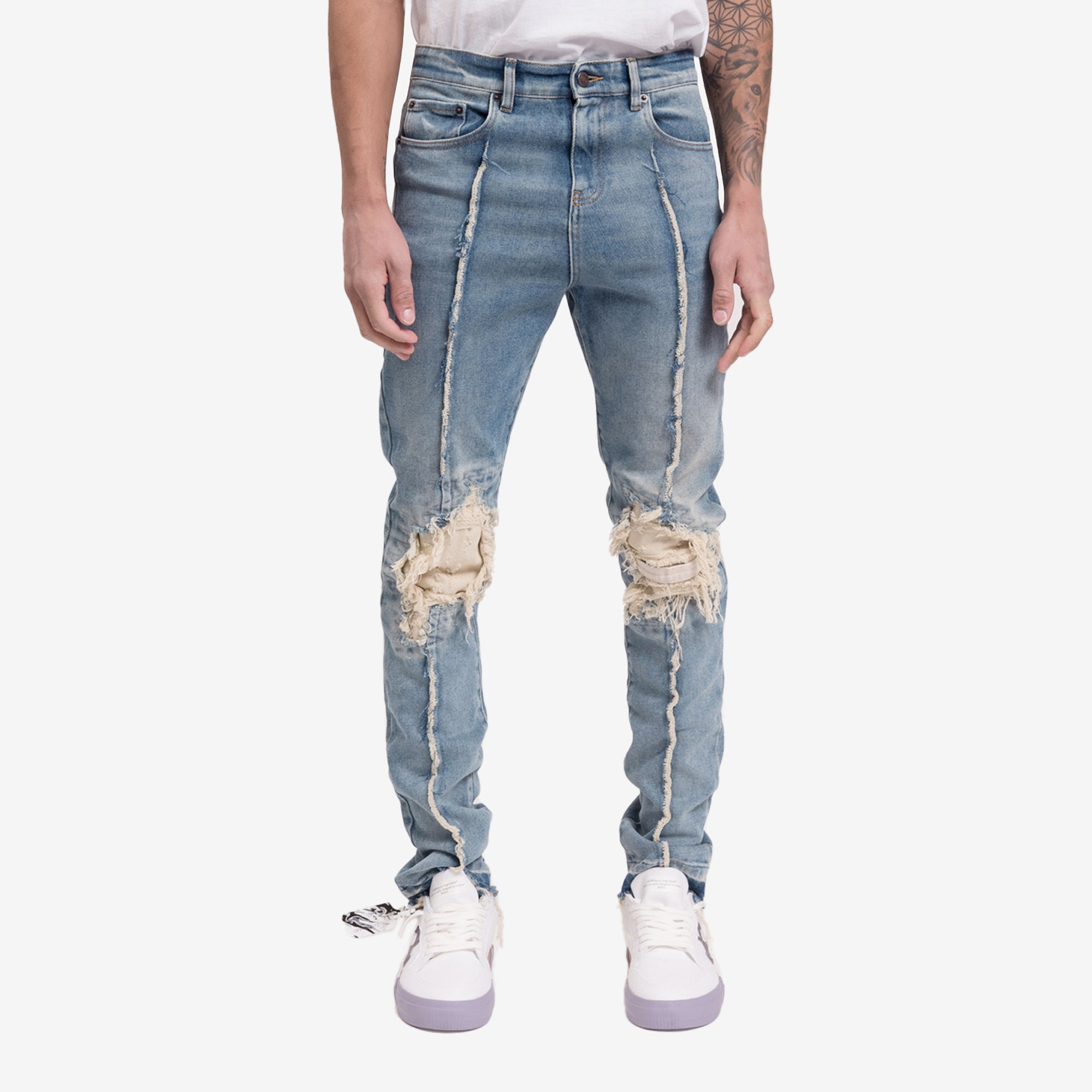 Val Kristopher Shredded Knee Blue Denim Blue - 1