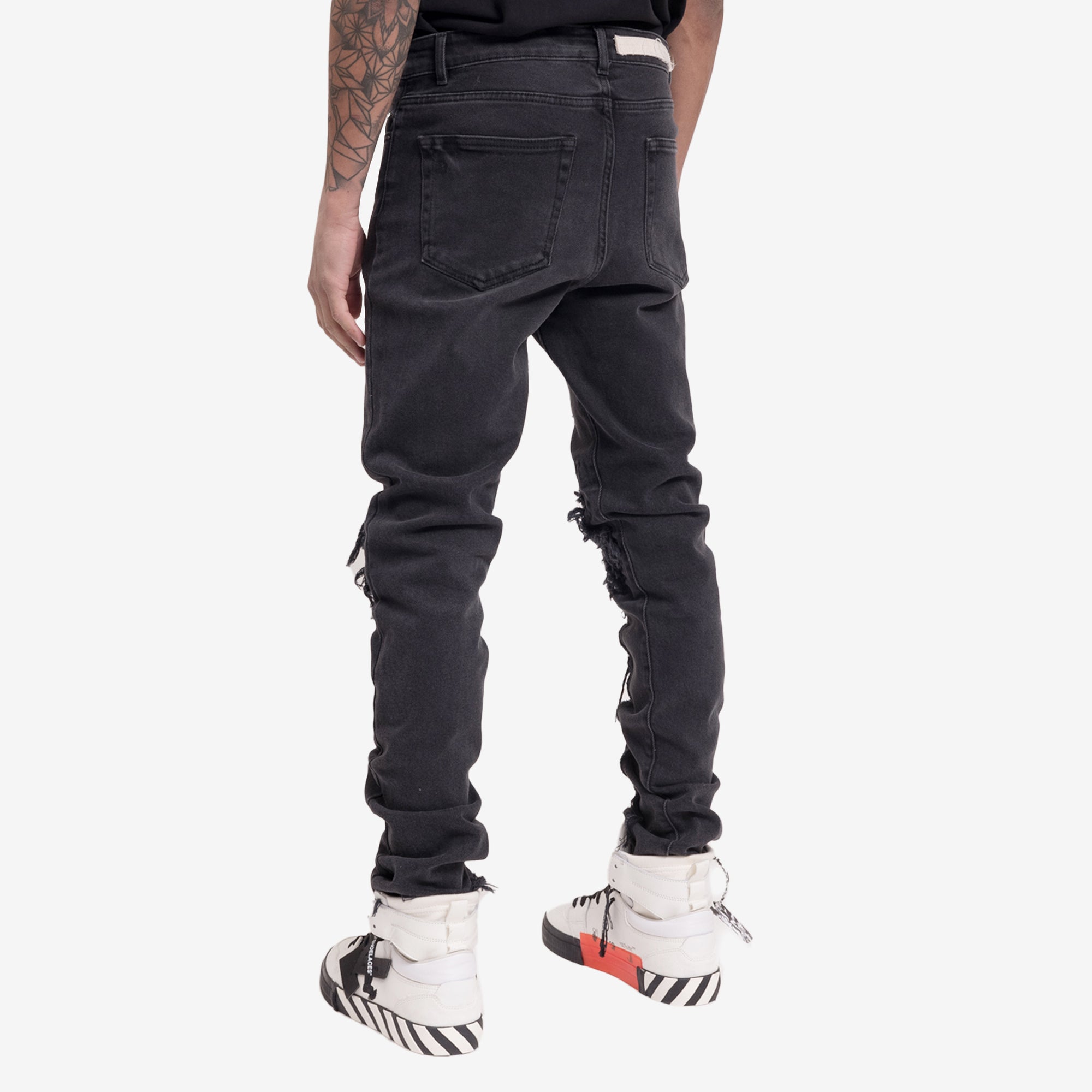 Photo of Val Kristopher Shredded Knee Black Denim - 4