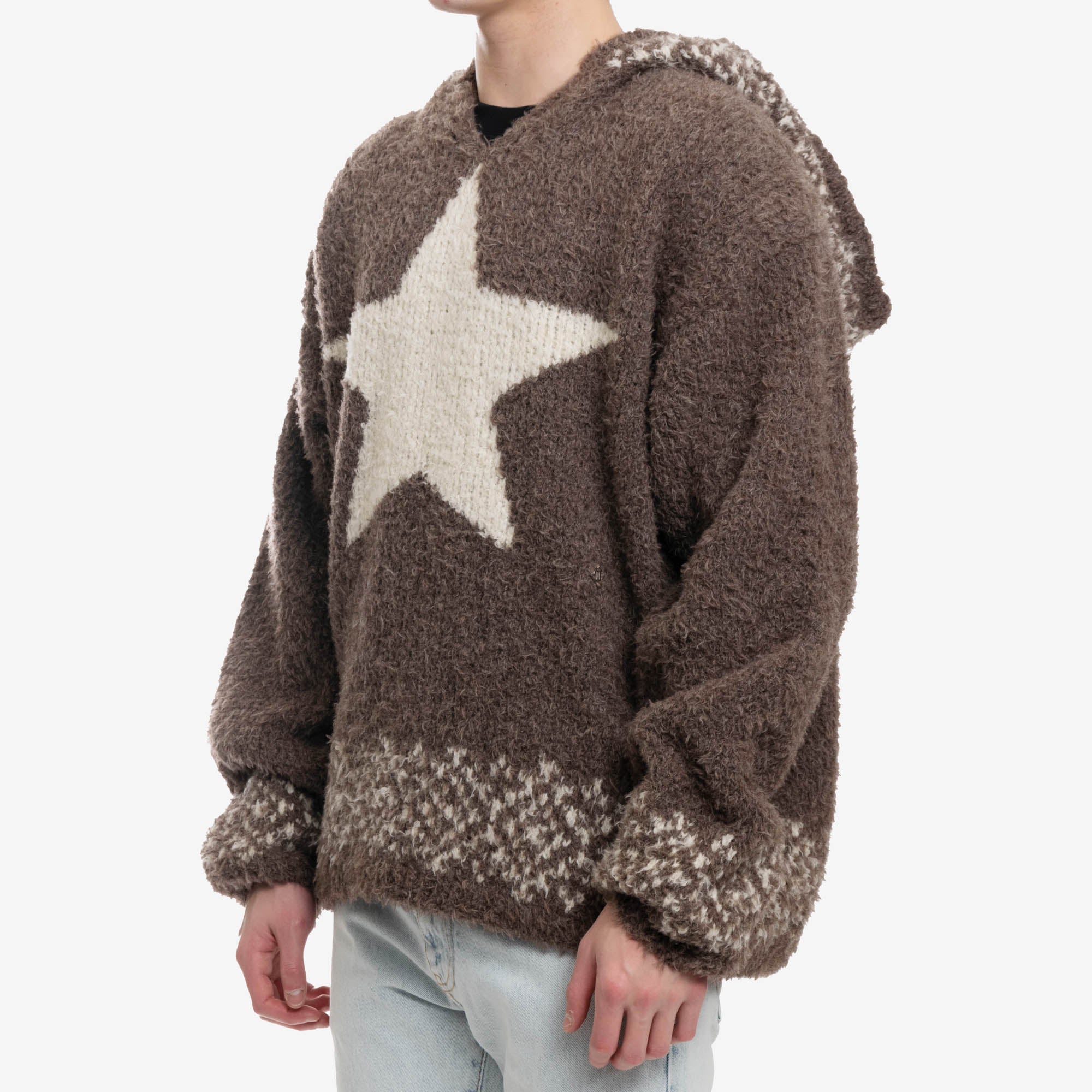 Children of the Discordance Oversized Star Knit Hoody Beige - 3