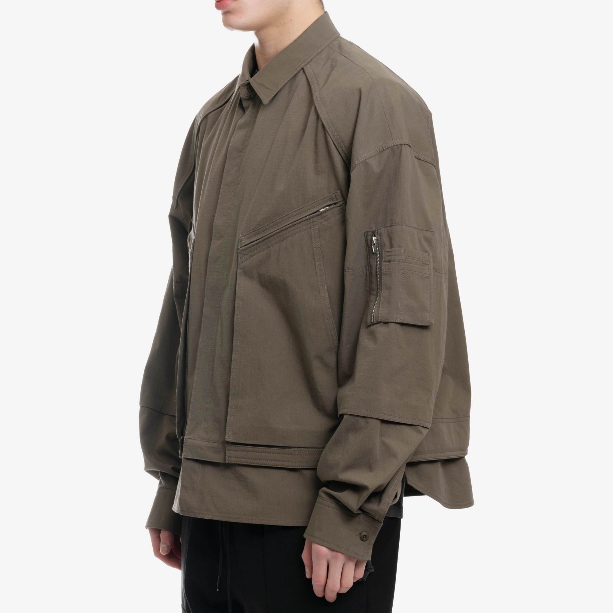 Juun.J Tilted Zip Pocket Jacket Khaki Green - 3
