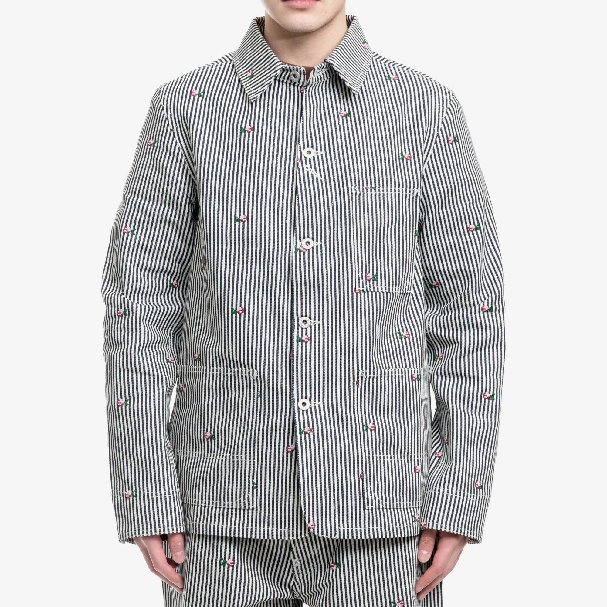 Kenzo Rinse Striped Workwear Denim Jacket Rinse Blue Denim - 1