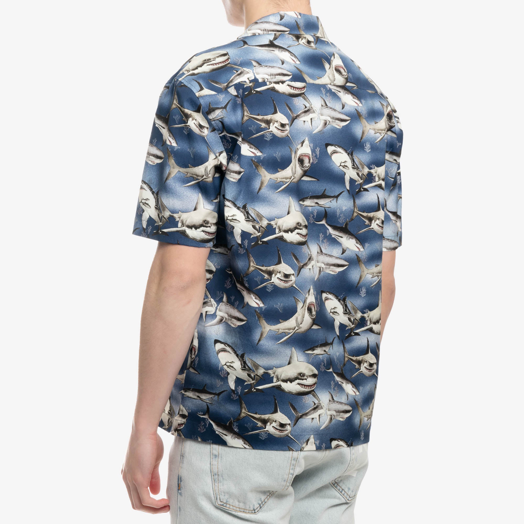Palm Angels Sharks Bowling Shirt Blue - 4