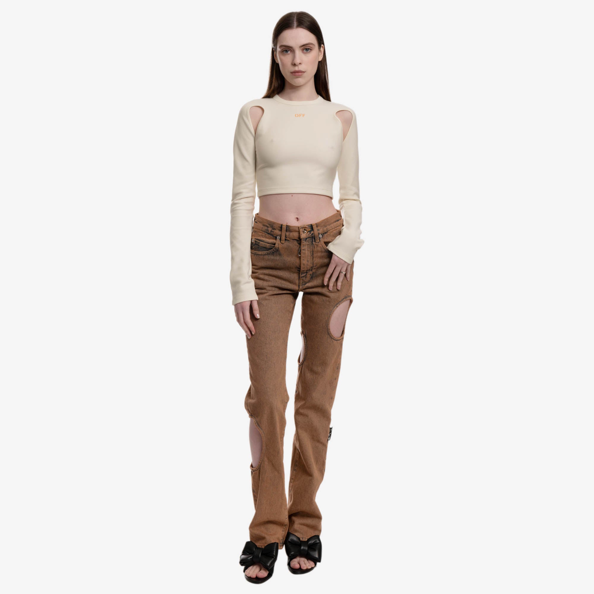 Off - White Womens Sleek Ls Crop Top WHITE - 2