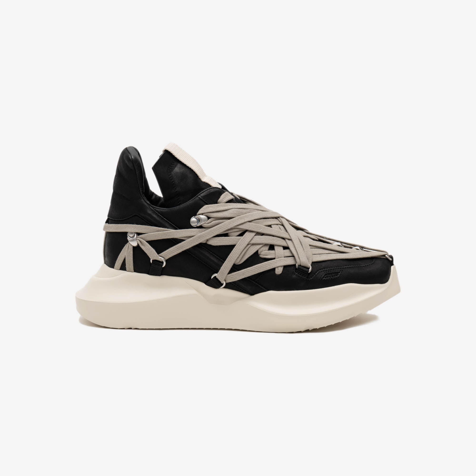 Rick Owens Womens EDFU Megalaced Runner Black/Pearl - 3