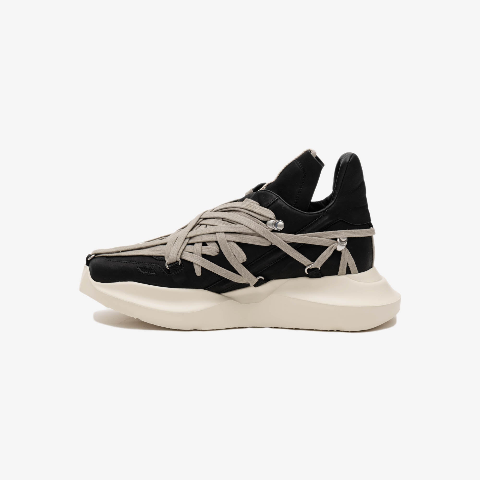 Rick Owens Womens EDFU Megalaced Runner Black/Pearl - 4