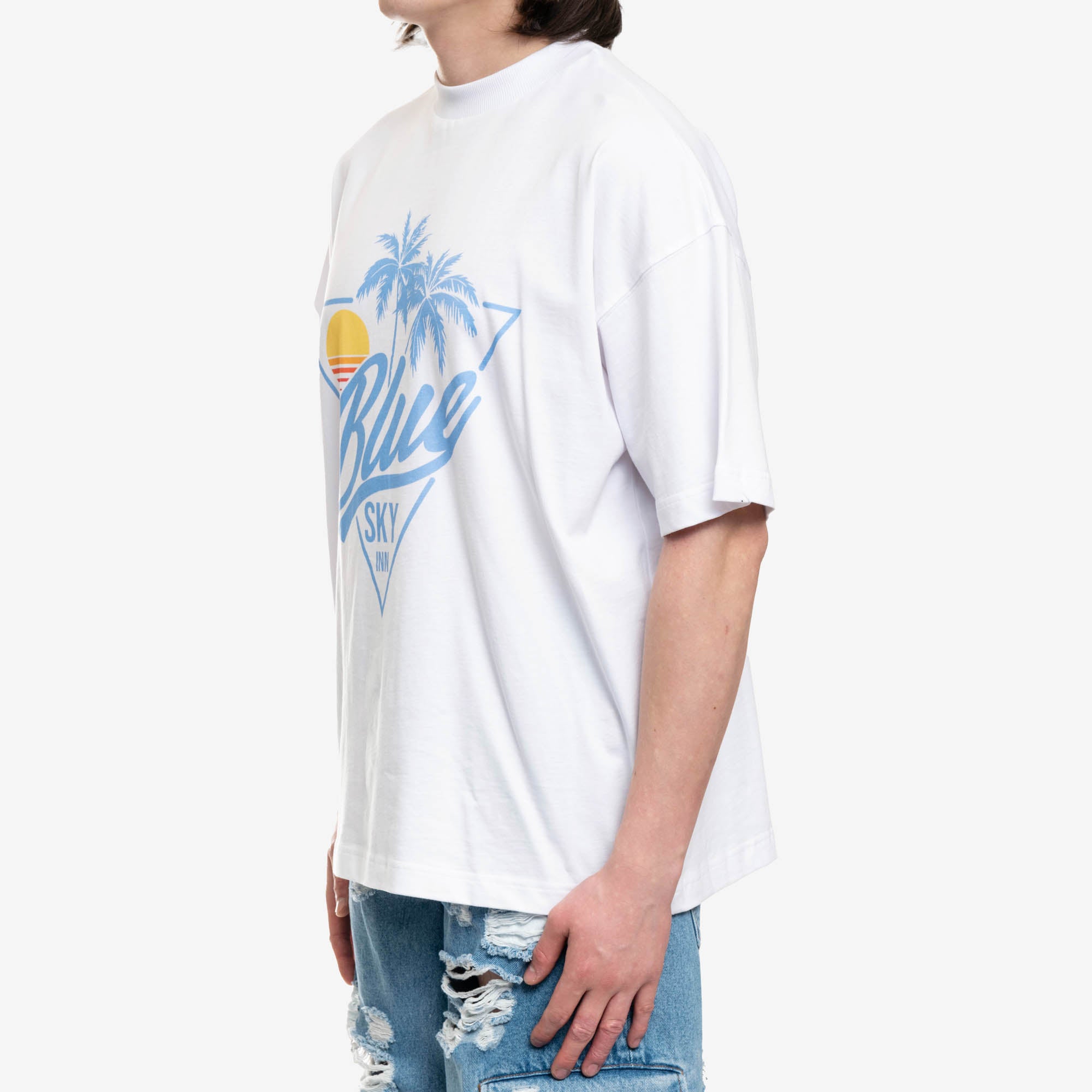 Blue Sky Inn Sunset Logo Tee White - 3