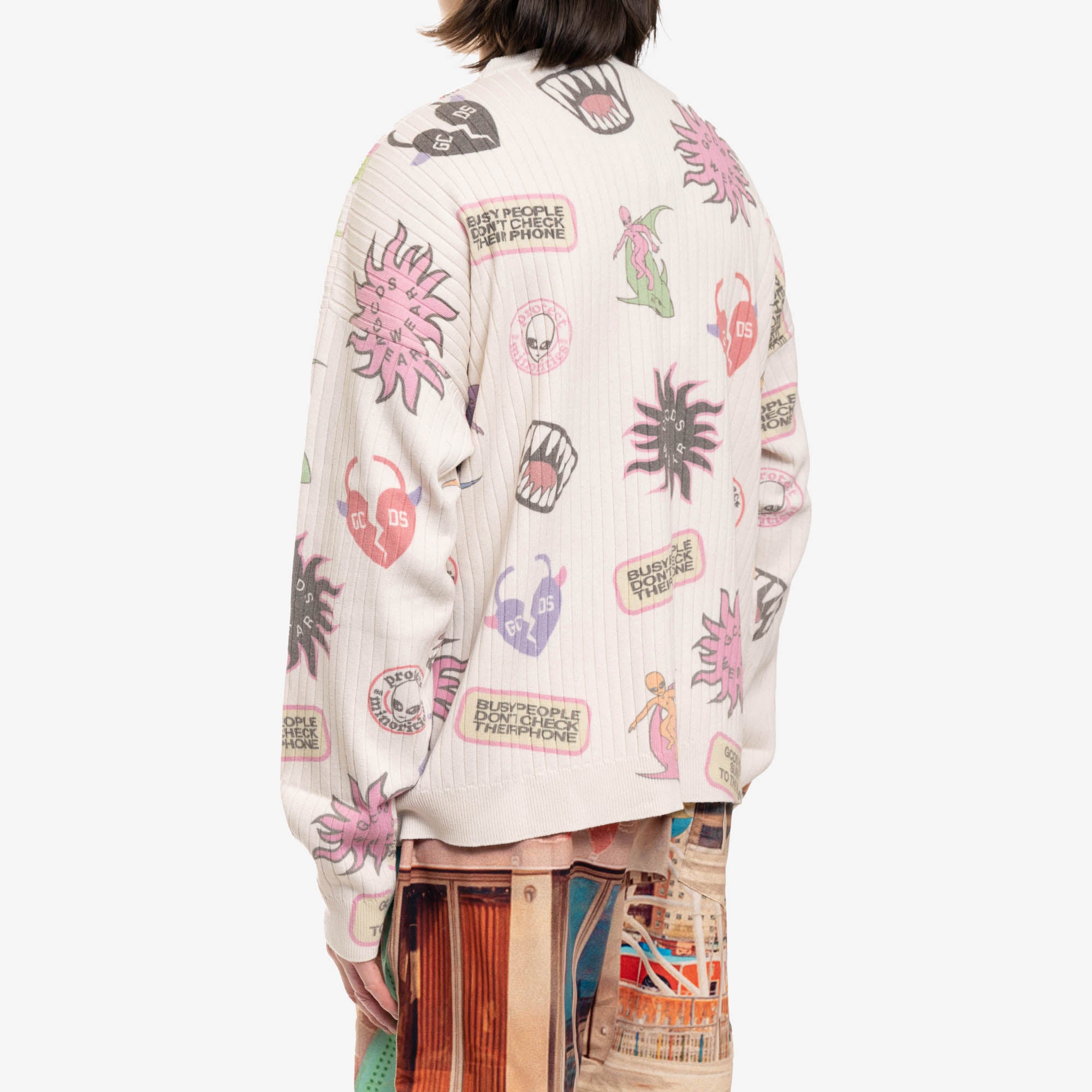 GCDS Surfing Weirdo Sweater Off White - 4