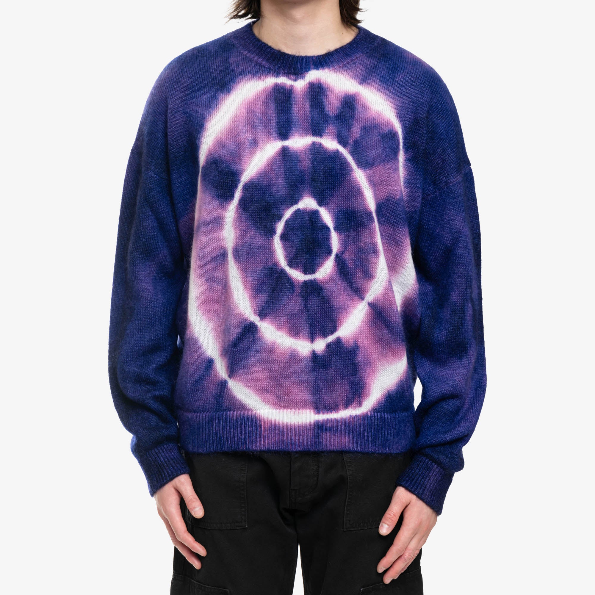 Off - White Tie Dye Mohair Skate Sweater Purple - 1