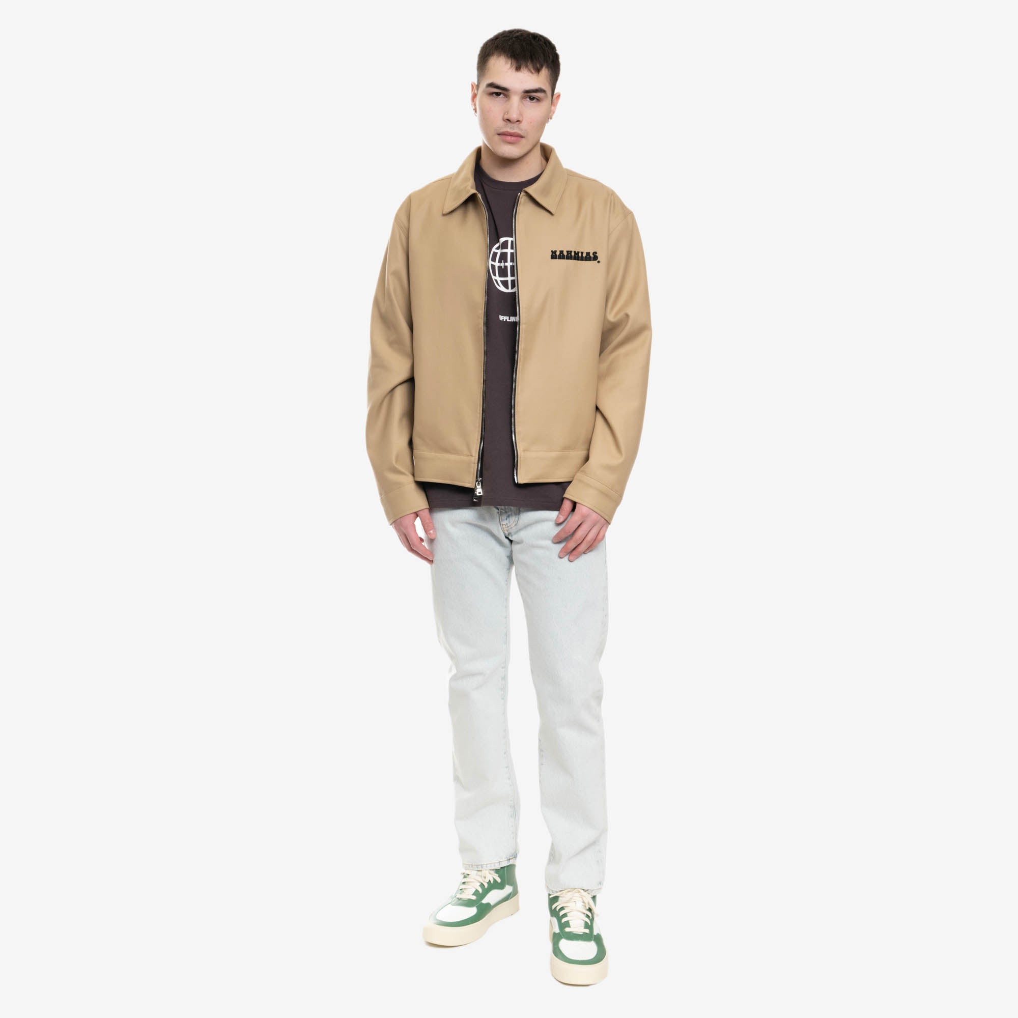 Nahmias Zip Up Worker Jacket Sand - 2