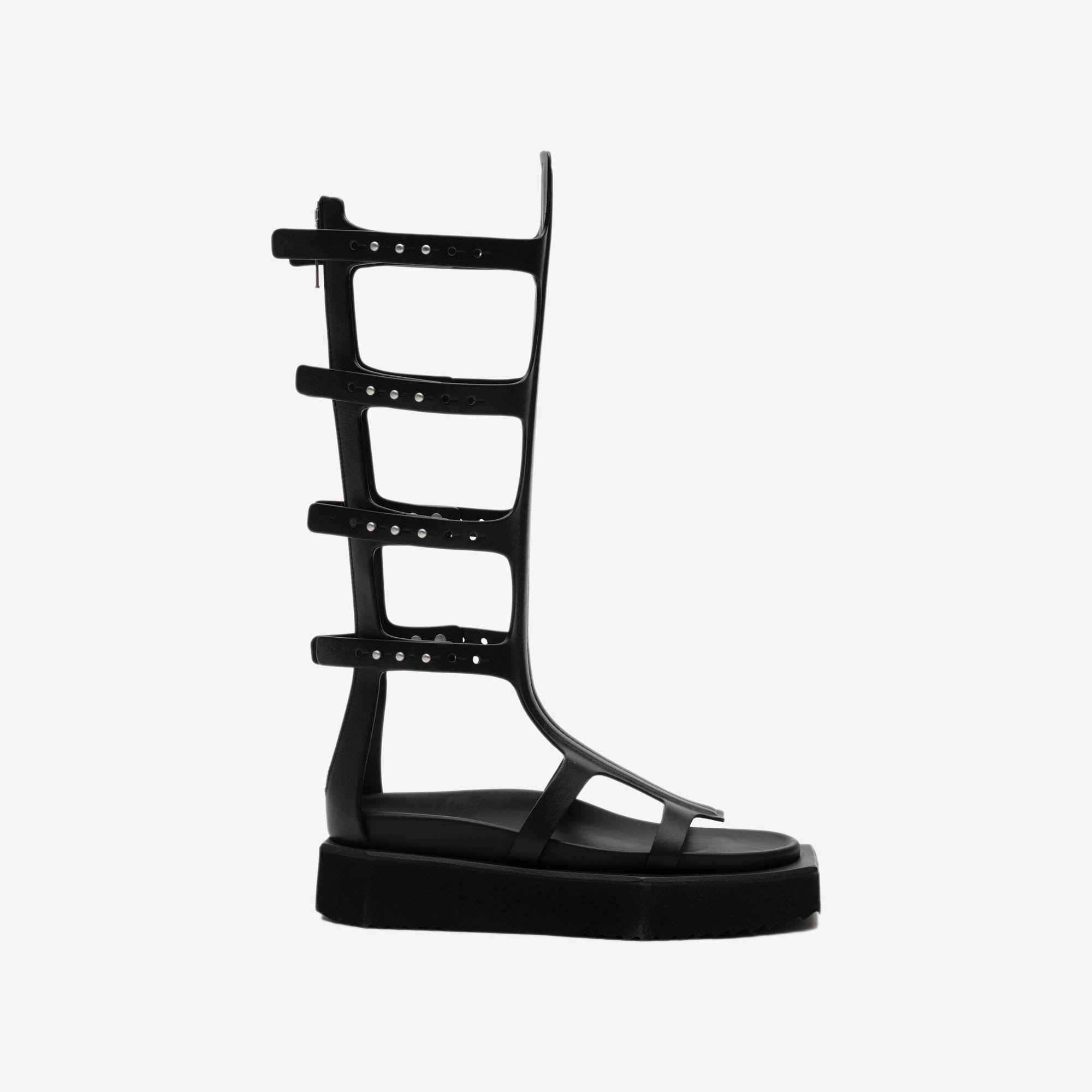 Rick Owens Womens EDFU Turbo Cyclops Spartan High Sandals Black - 4
