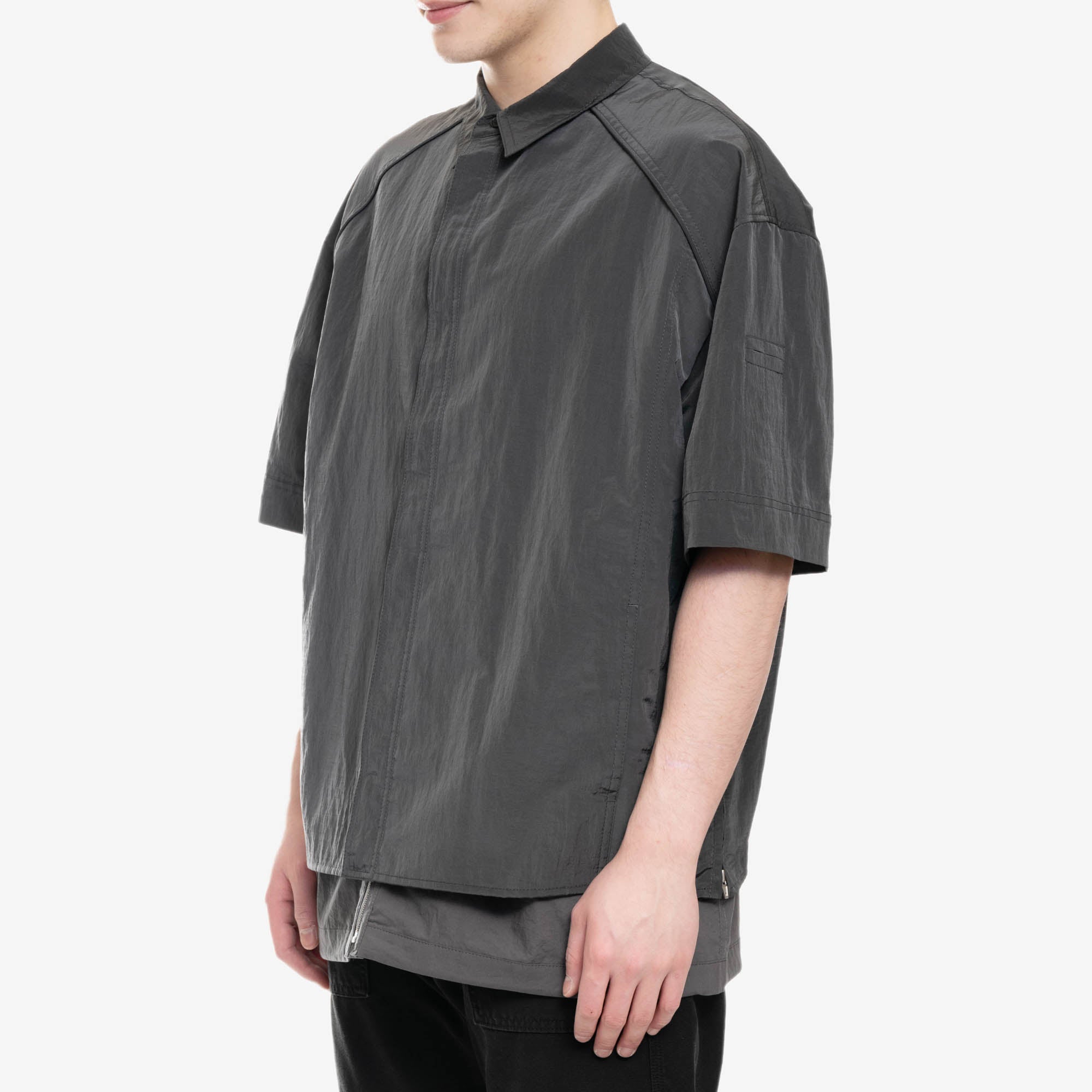 Juun.J Double Layer SS Zip Up Shirt Grey - 3
