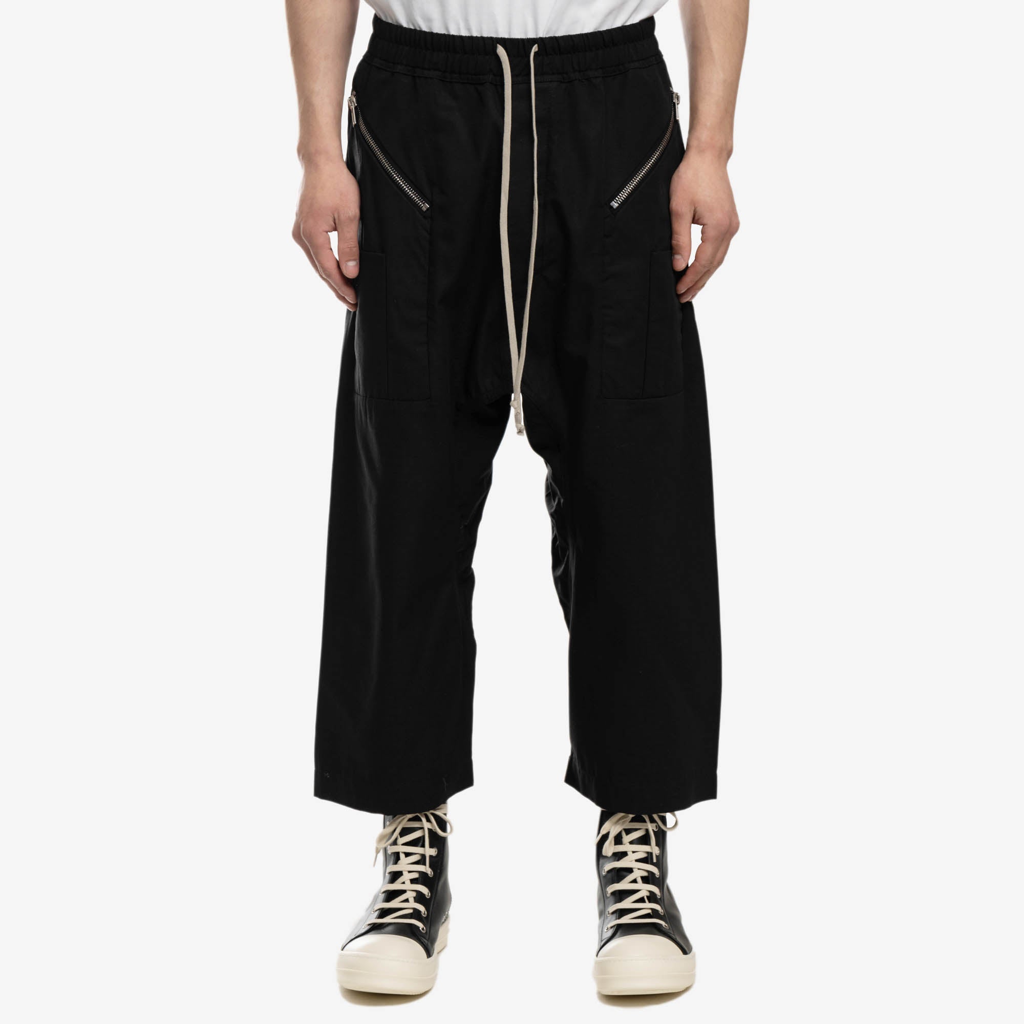 Rick Owens DRKSHDW EDFU Strobe Cargo Cropped Pants Black - 1