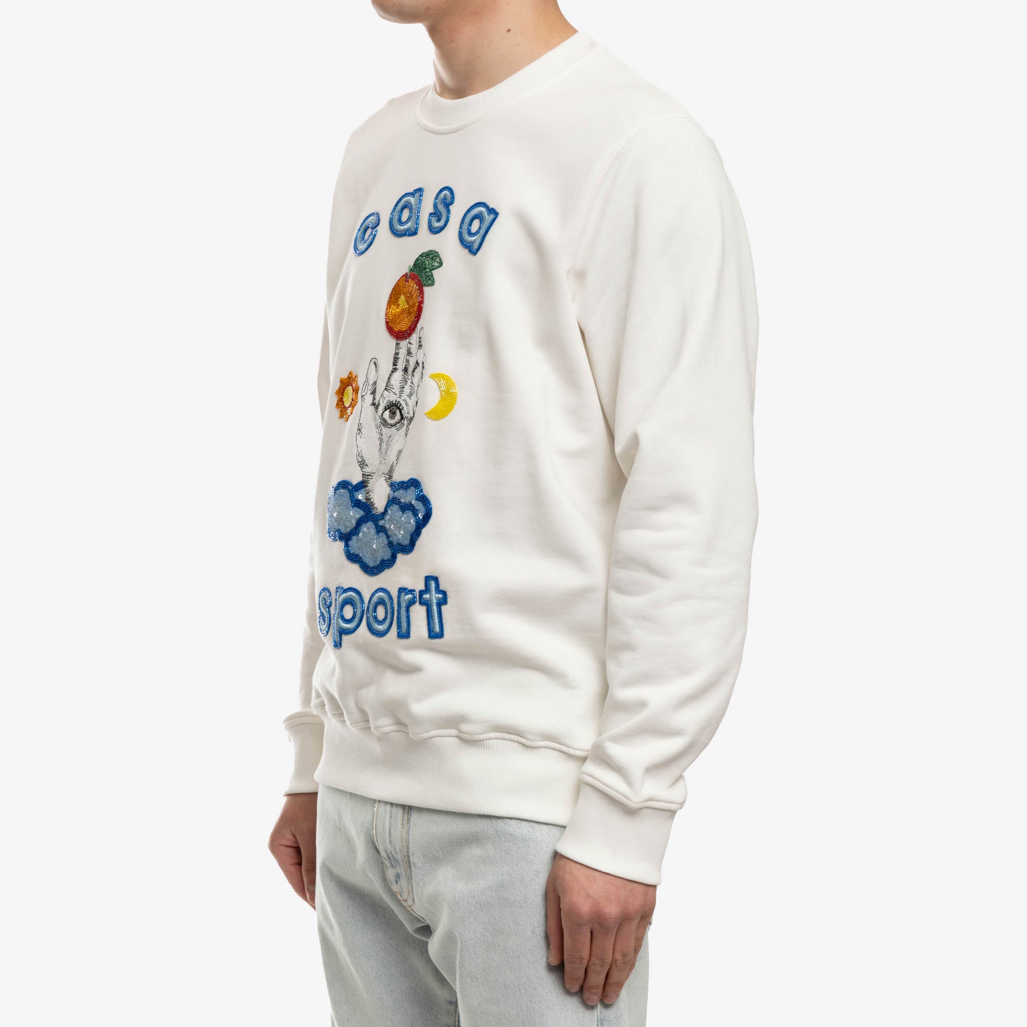 Casablanca Casa Talisman Beaded Sweatshirt Off White - 3