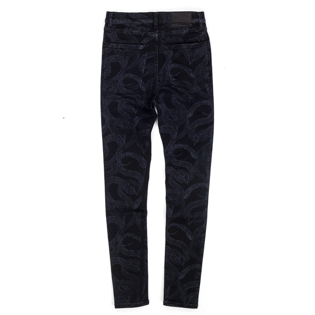 Marcelo Burlon Womens All Over Snake Skinny Jeans Black - 5
