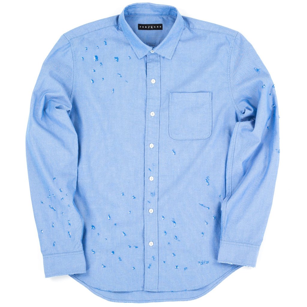 Roar Guns Love and Peace Distressed Shirt Blue - 4