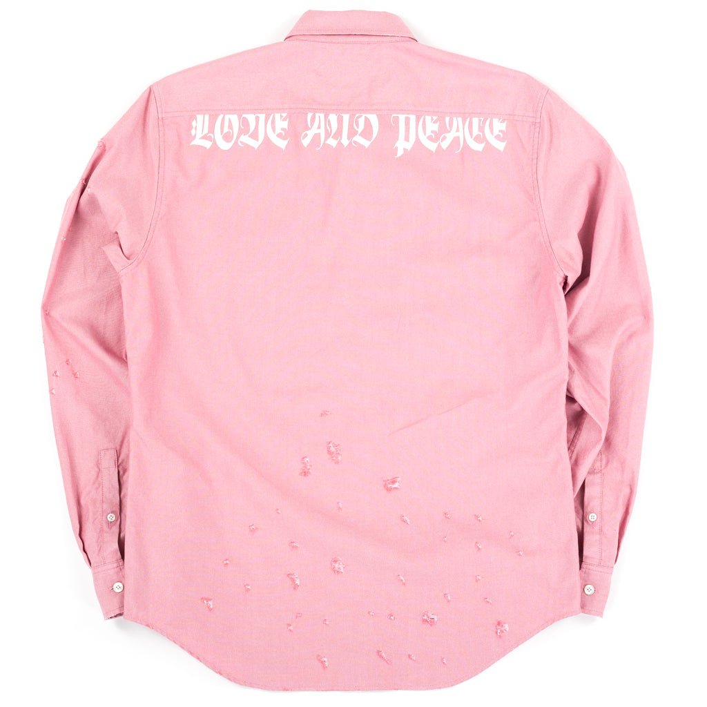 Roar Guns Love and Peace Distressed Shirt Pink - 5