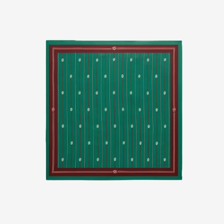 Drôle de Monsieur Le Foulard Raye Monogramme Emerald - 1