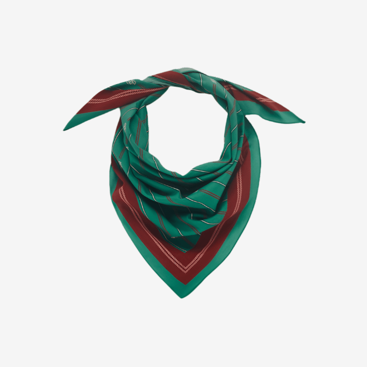 Drôle de Monsieur Le Foulard Raye Monogramme Emerald - 2
