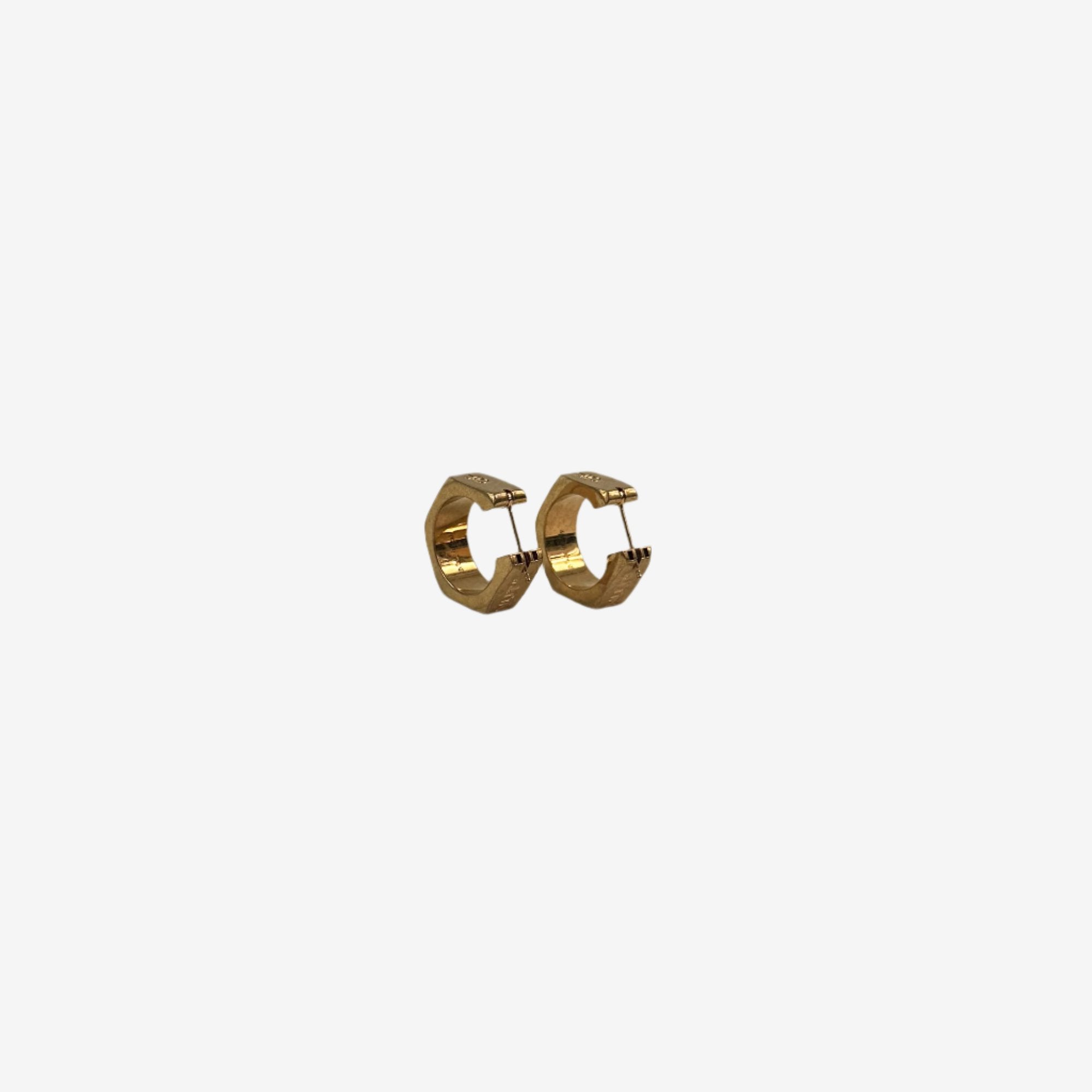 Photo of Off - White Medium Hexnut Gold Earrings - 3