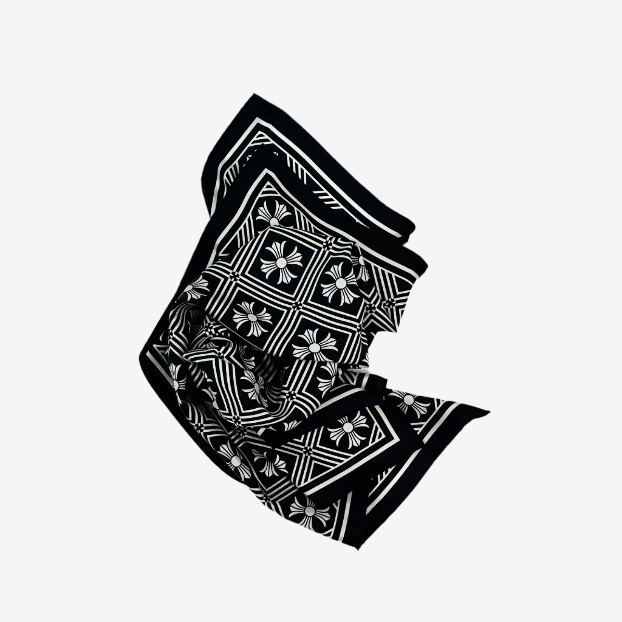 Chrome Hearts マスプラス シルクスカーフ（ブラック/ホワイト）