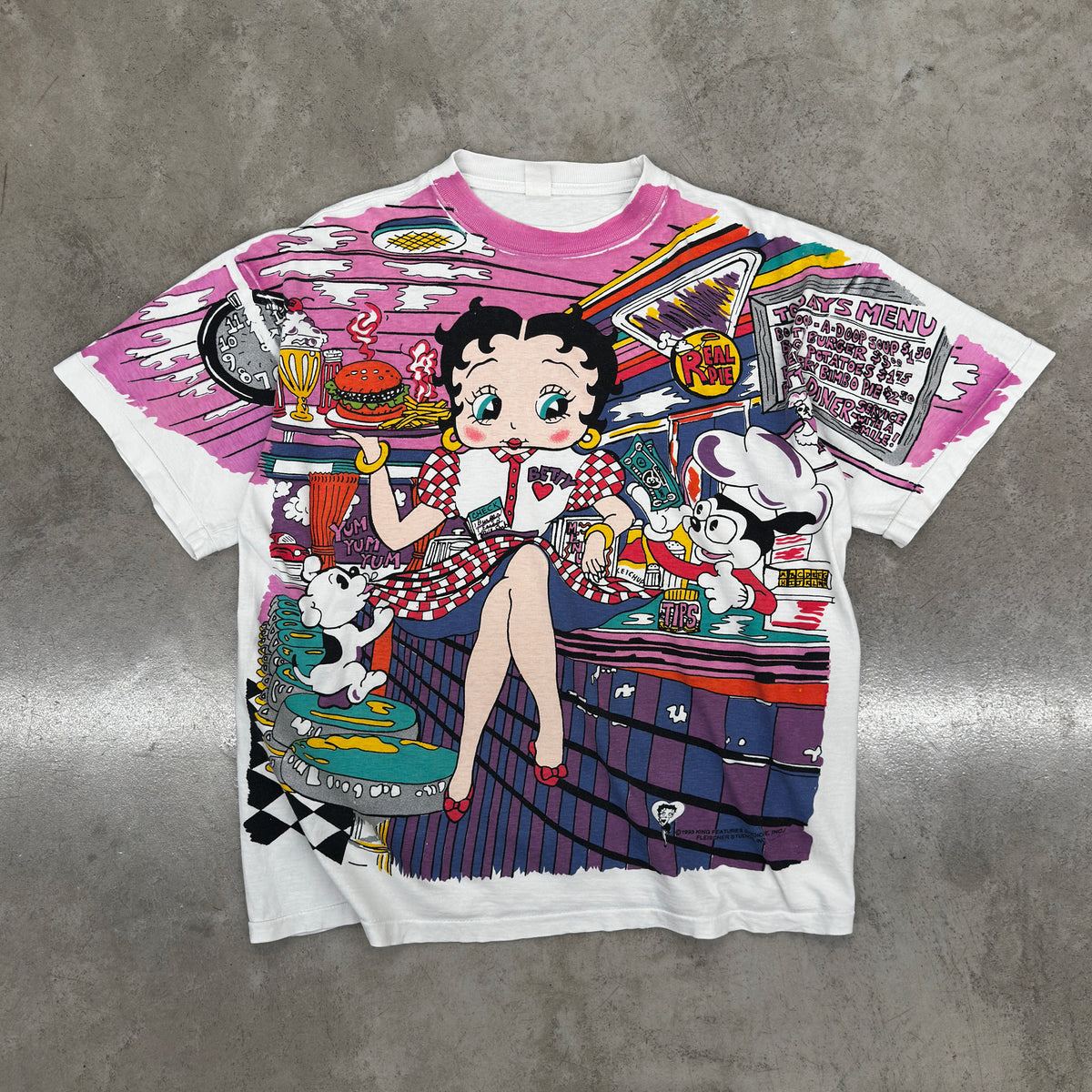 Earthling VIP Mens Betty Boop AOP Vintage T-Shirt in White