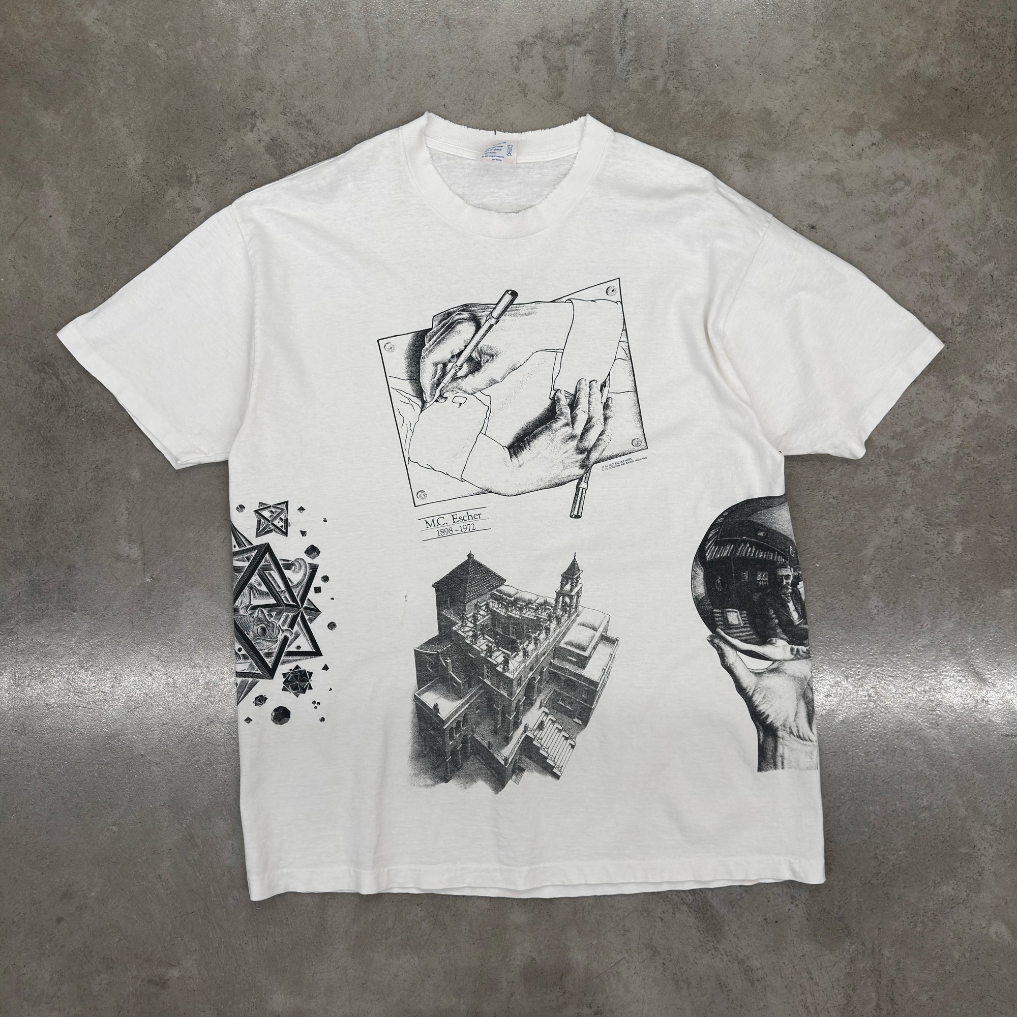 Earthling VIP Mens MC Escher Vintage T-Shirt in White