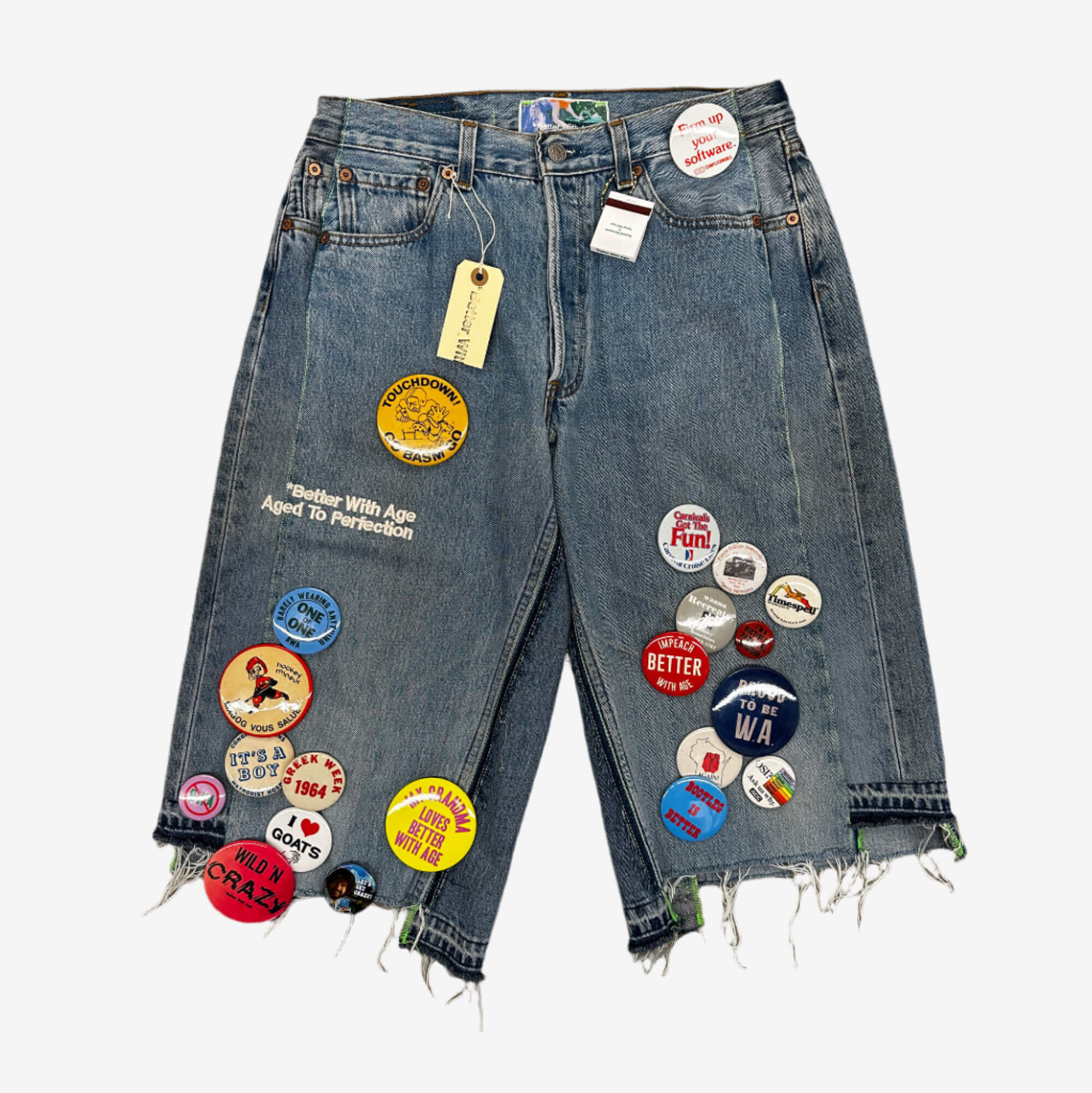 Better With Age Campaign Triple Wide Long Denim Shorts Indigo - 13