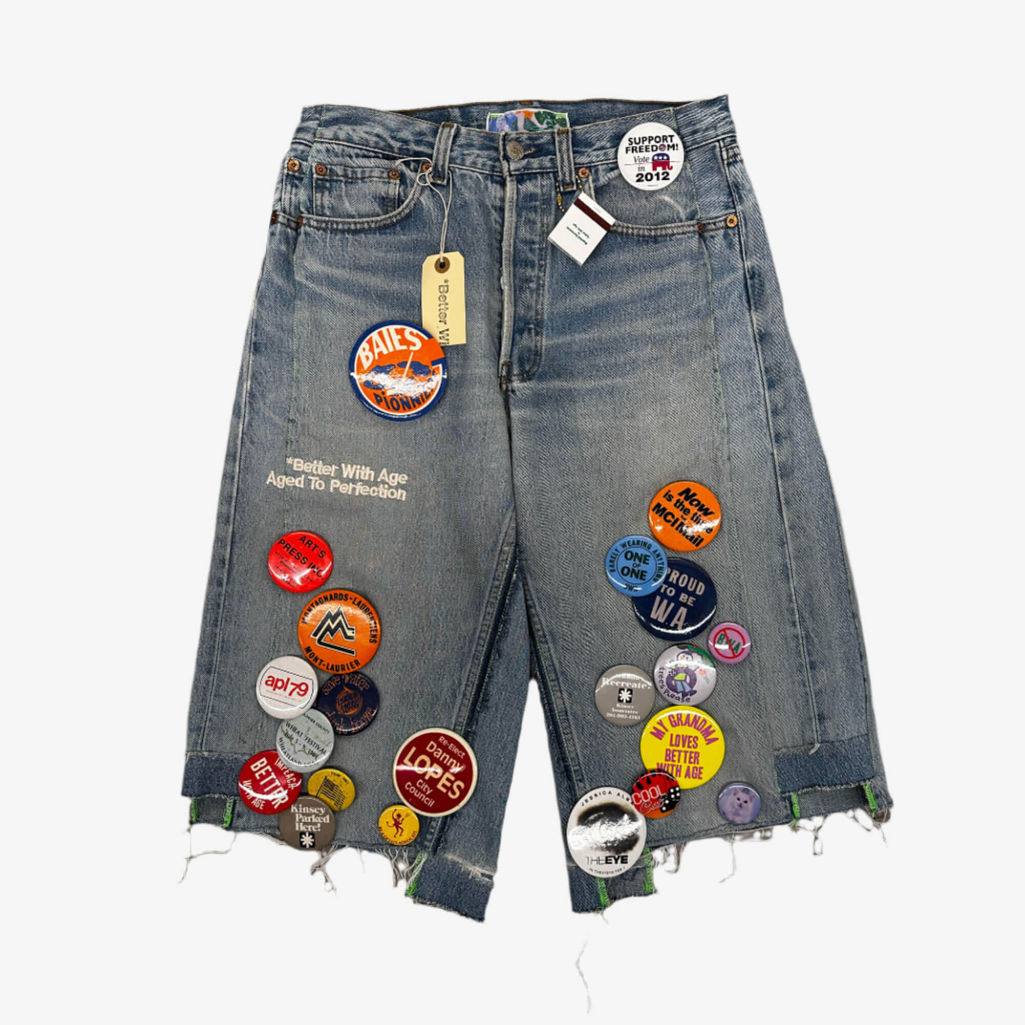 Better With Age Campaign Triple Wide Long Denim Shorts Indigo - 11