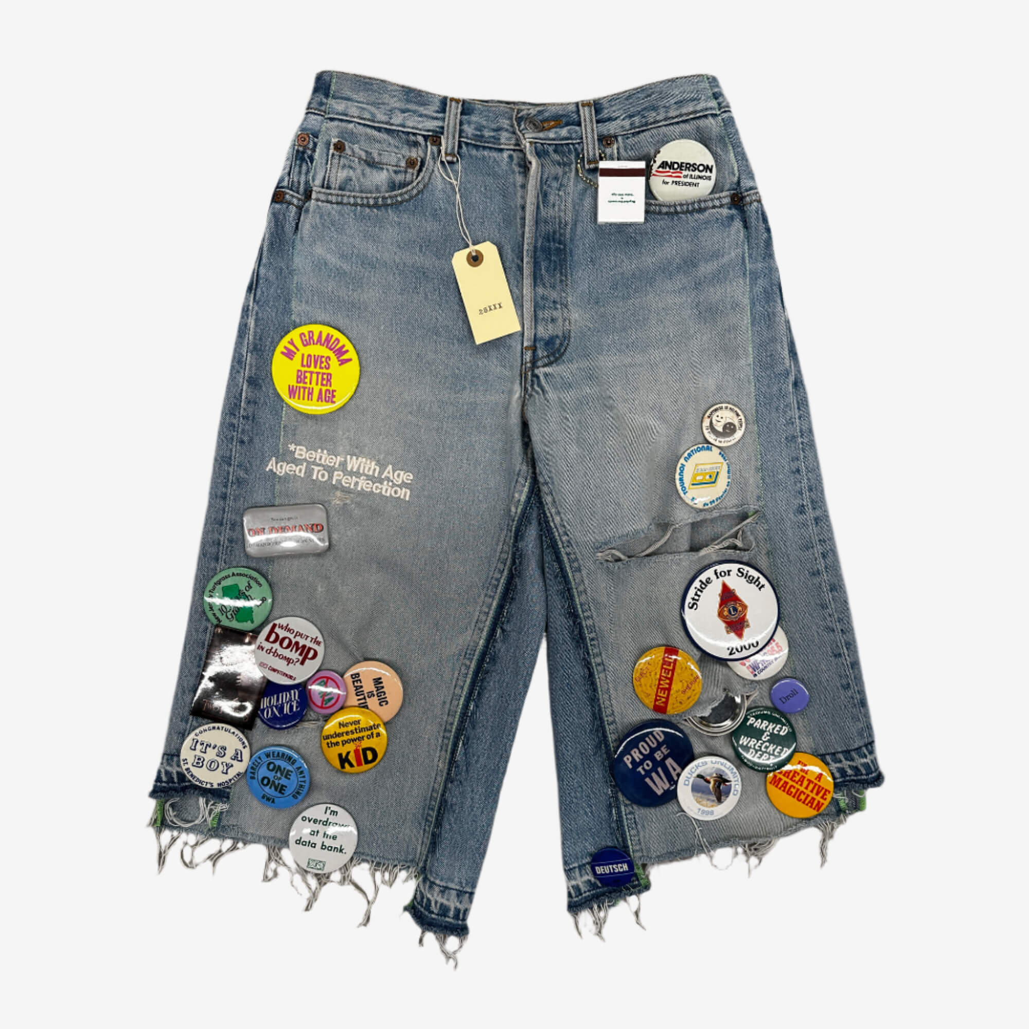 Better With Age Campaign Triple Wide Long Denim Shorts Indigo - 9