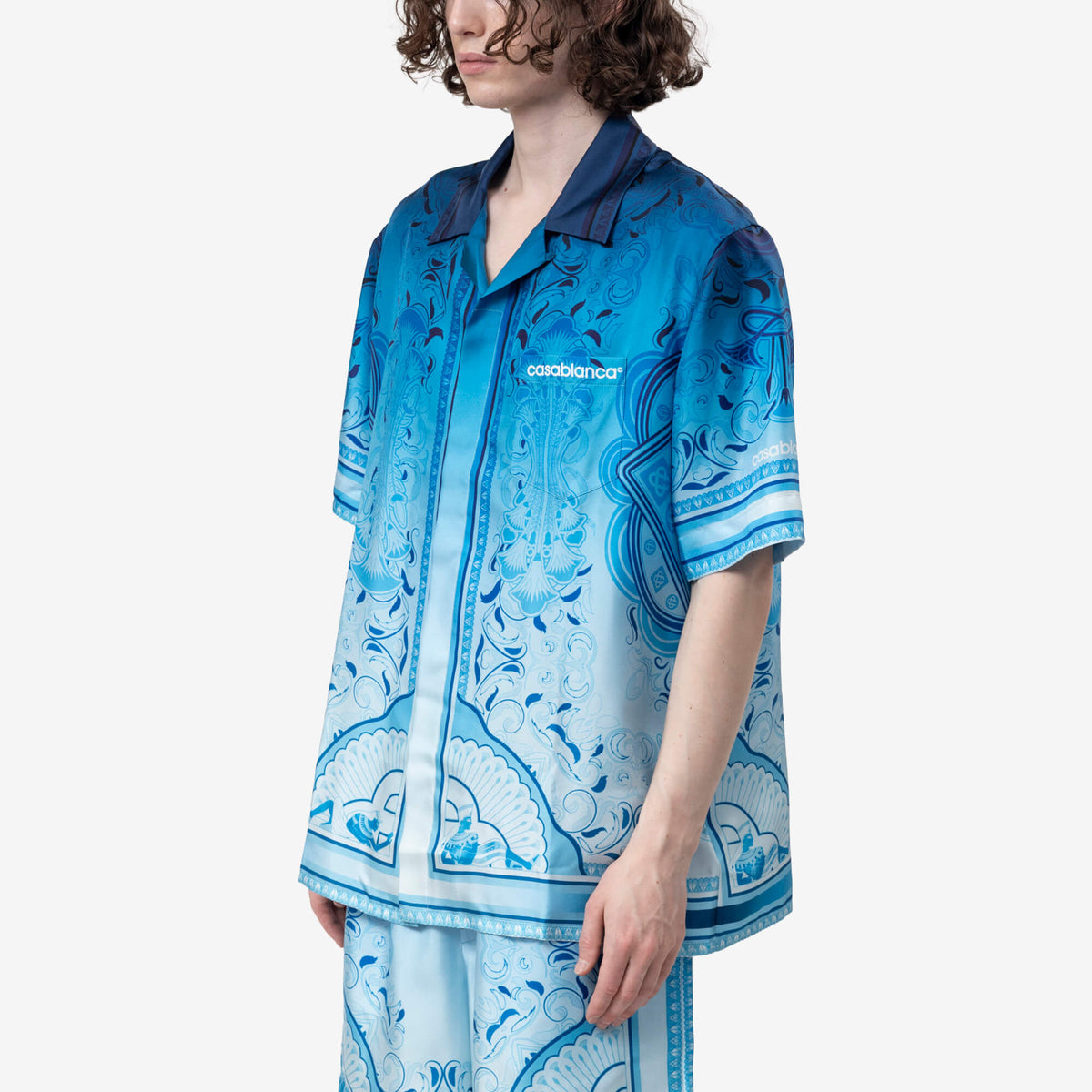 Egyptian Rug Cuban Collar Silk SS Shirt