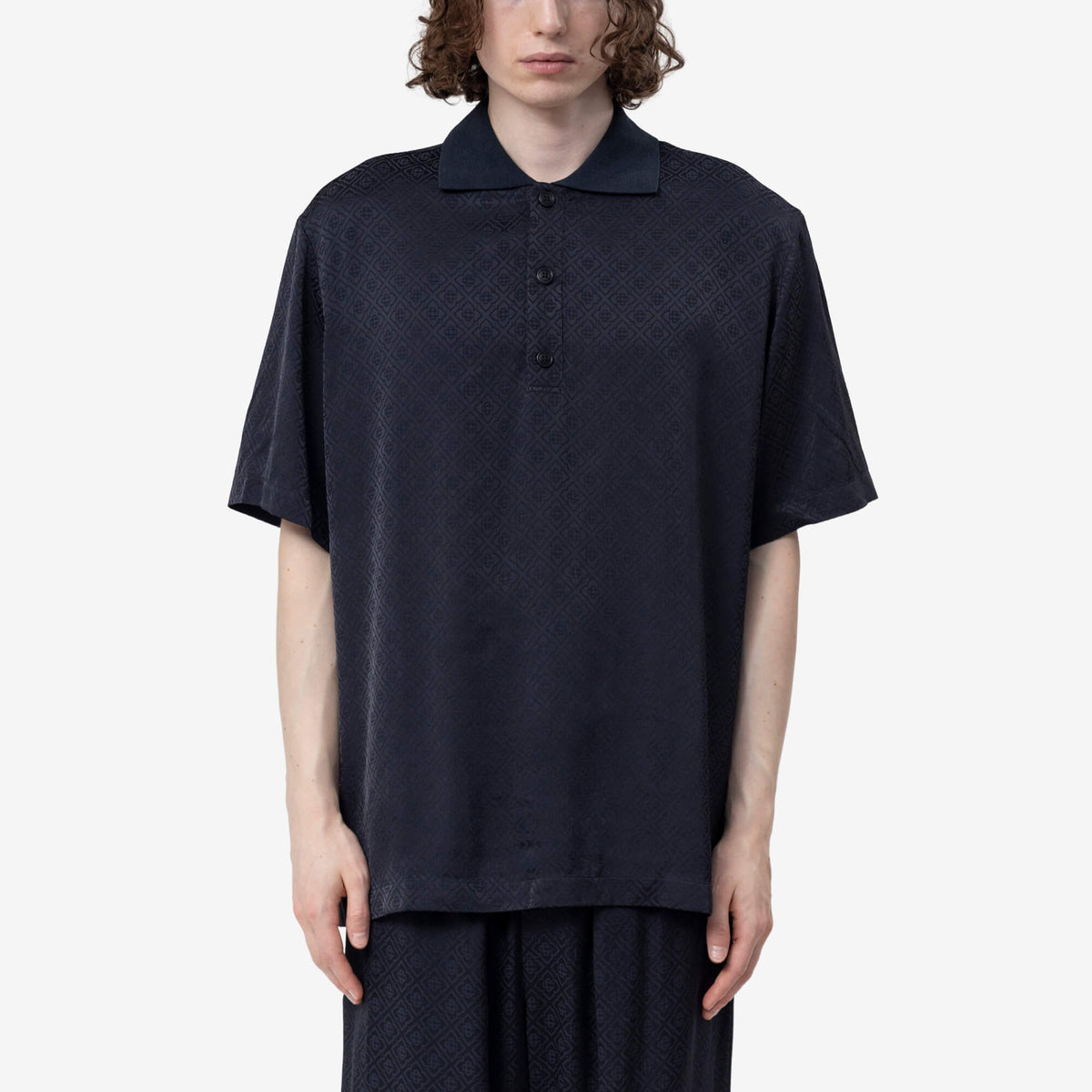 Viscose Monogram Knit Collar Polo