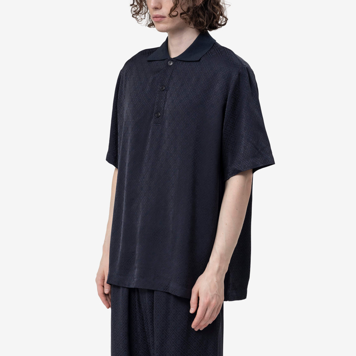 Viscose Monogram Knit Collar Polo