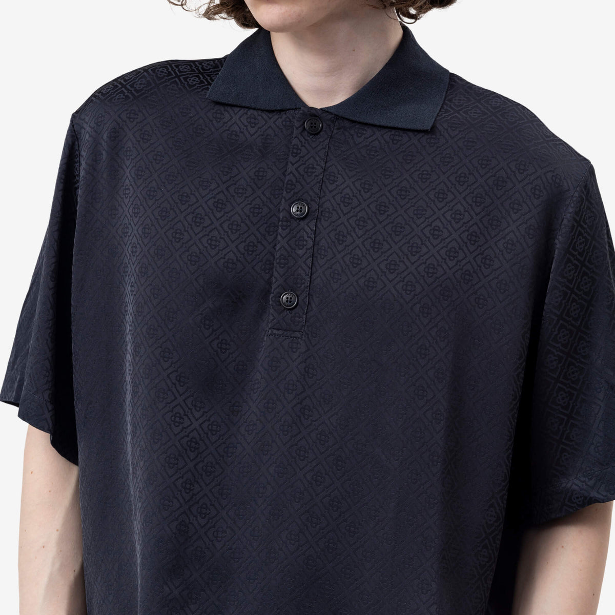 Viscose Monogram Knit Collar Polo