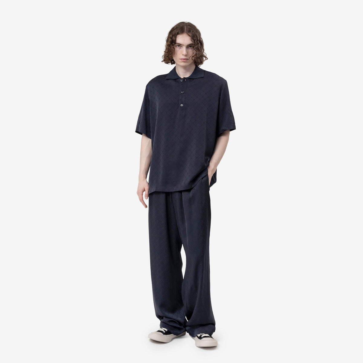 Viscose Monogram Knit Collar Polo
