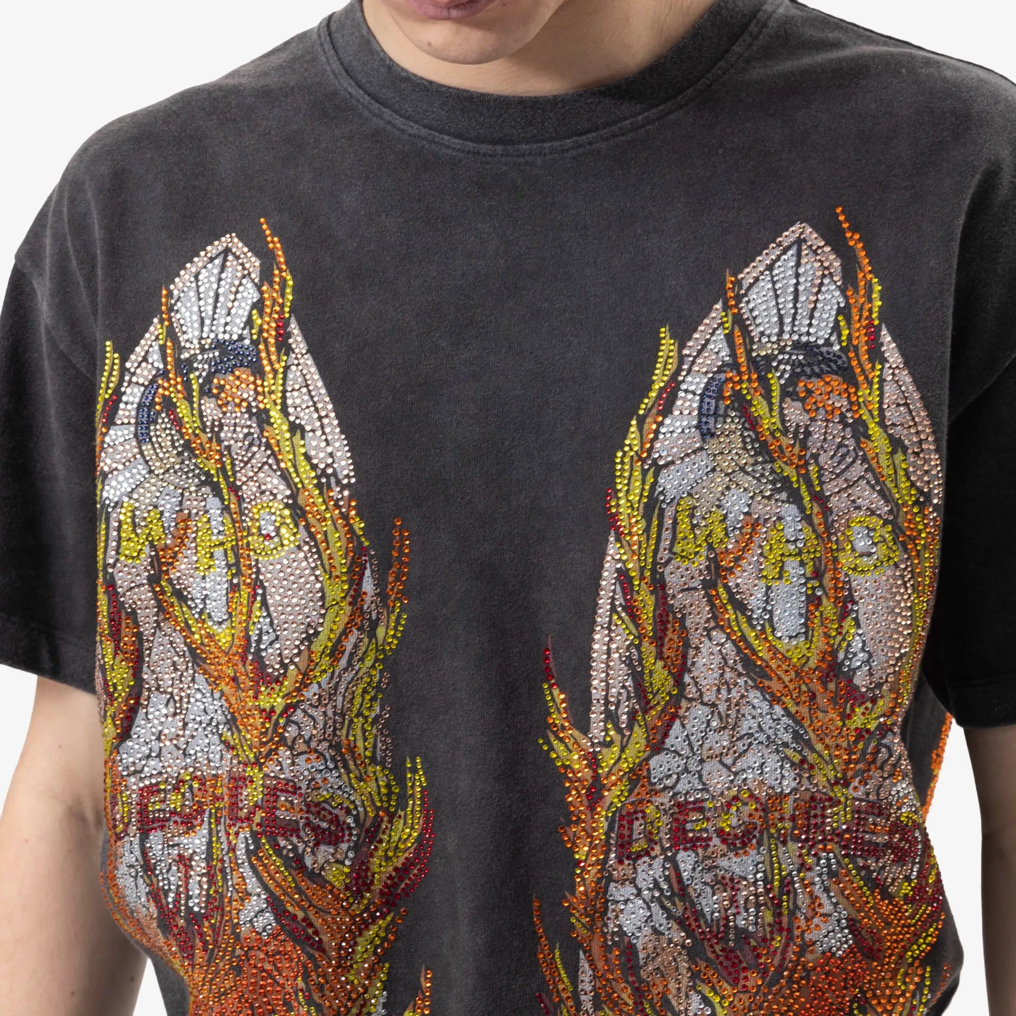 Rhinestone Flame Glass T-Shirt