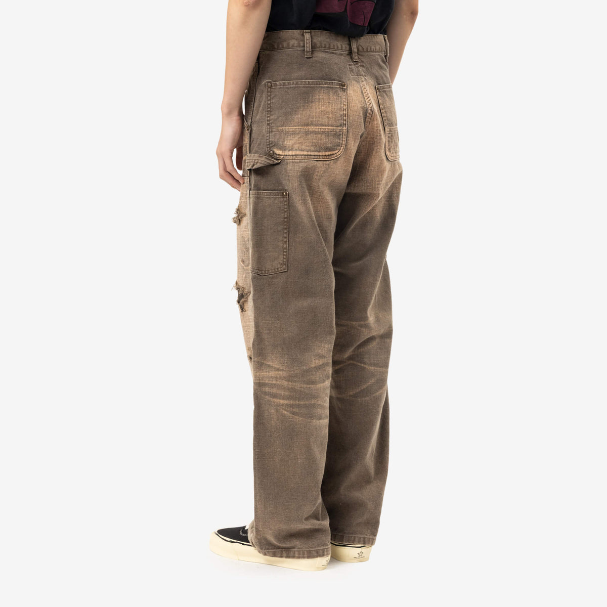 Pantalon de peintre en toile épaisse délavée par le soleil