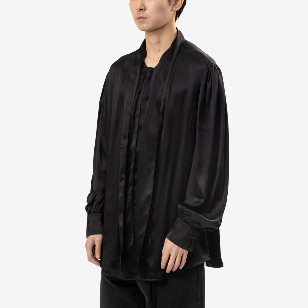 Runo Bow Tie Collar Satin Shirt