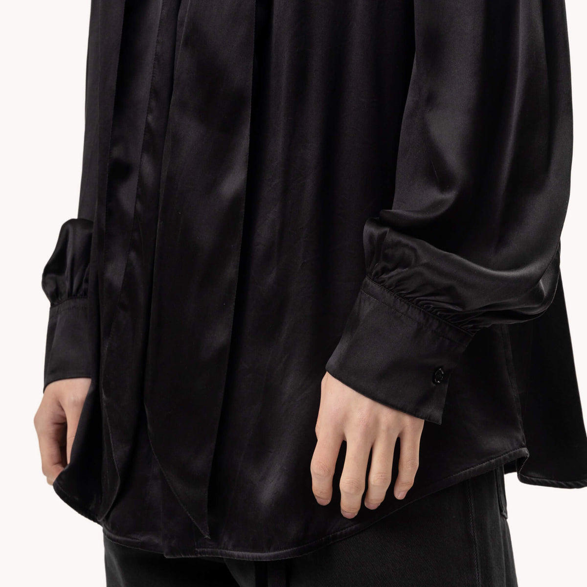 Runo Bow Tie Collar Satin Shirt