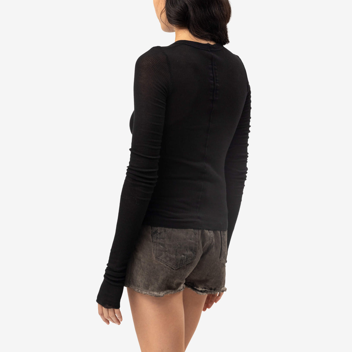 Womens Cropped Rib Long Sleeve T-Shirt