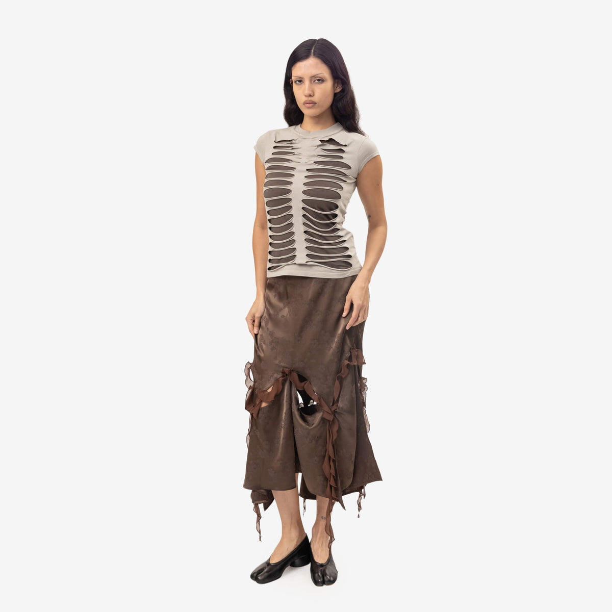 Womens Kikki Cut-Out Jacquard Skirt