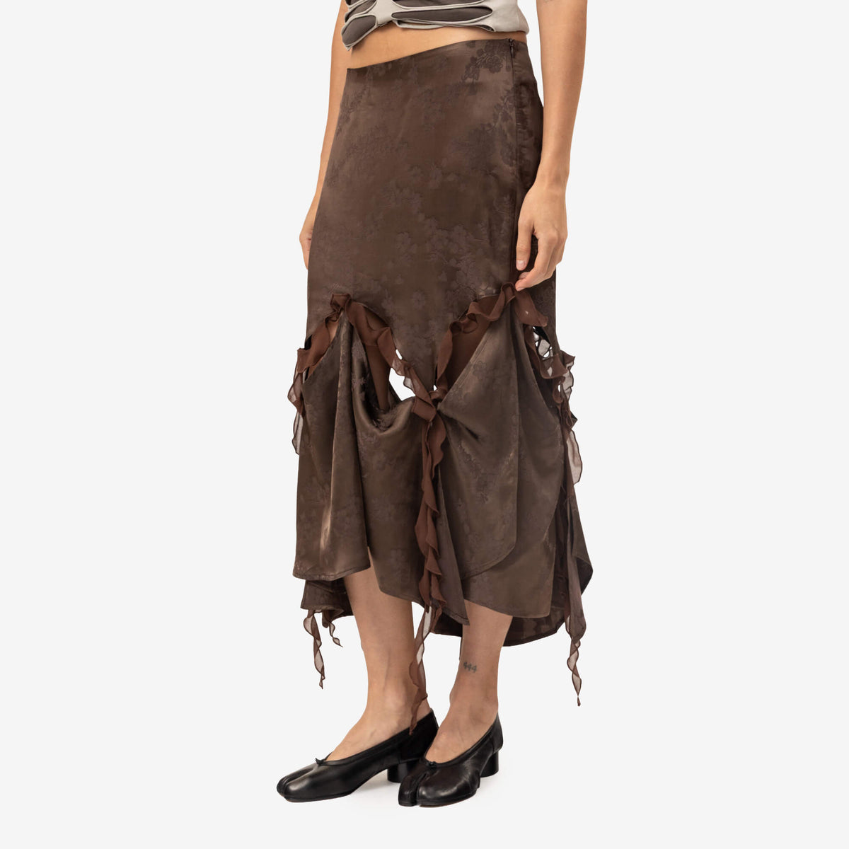 Womens Kikki Cut-Out Jacquard Skirt