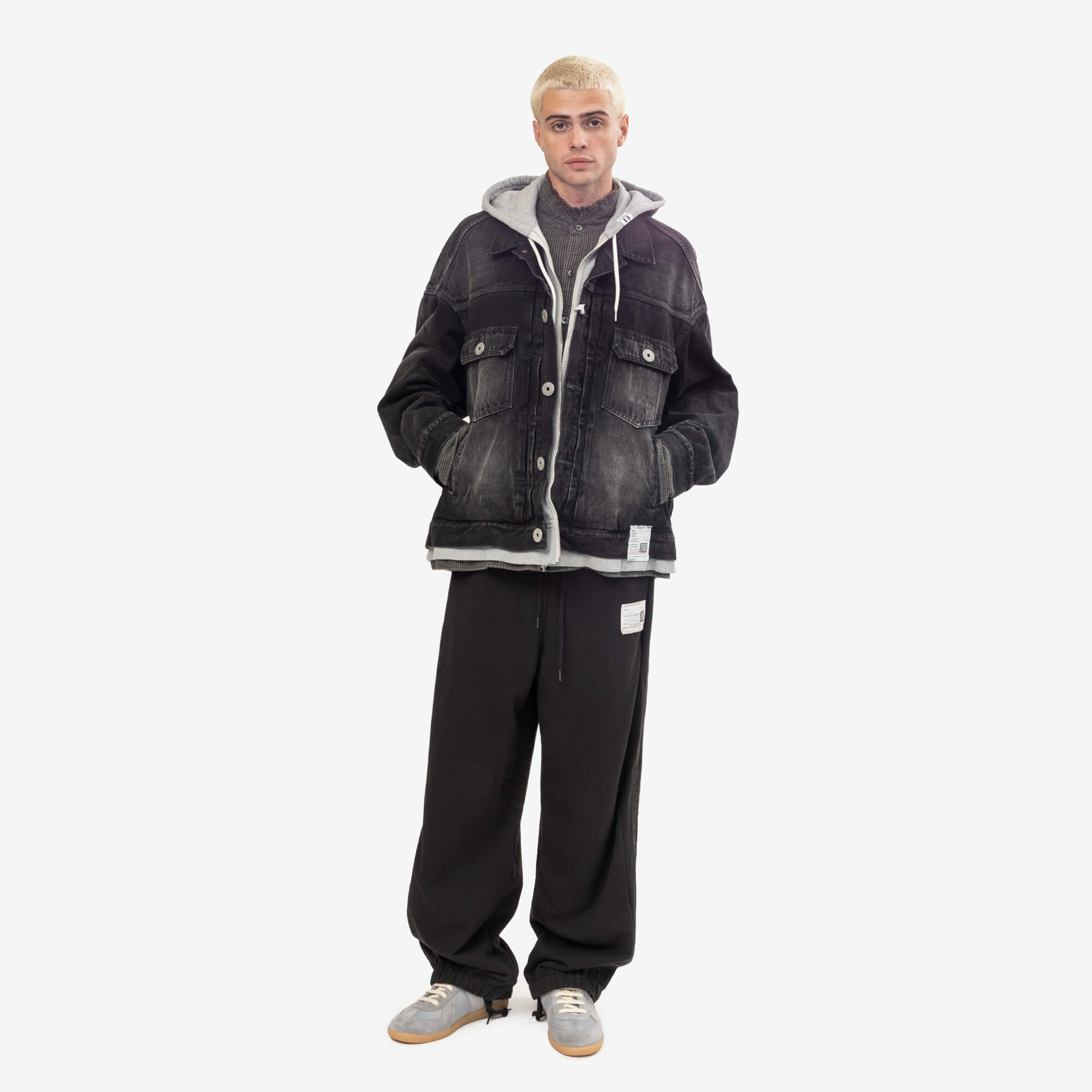Combined Denim Sweat Pants