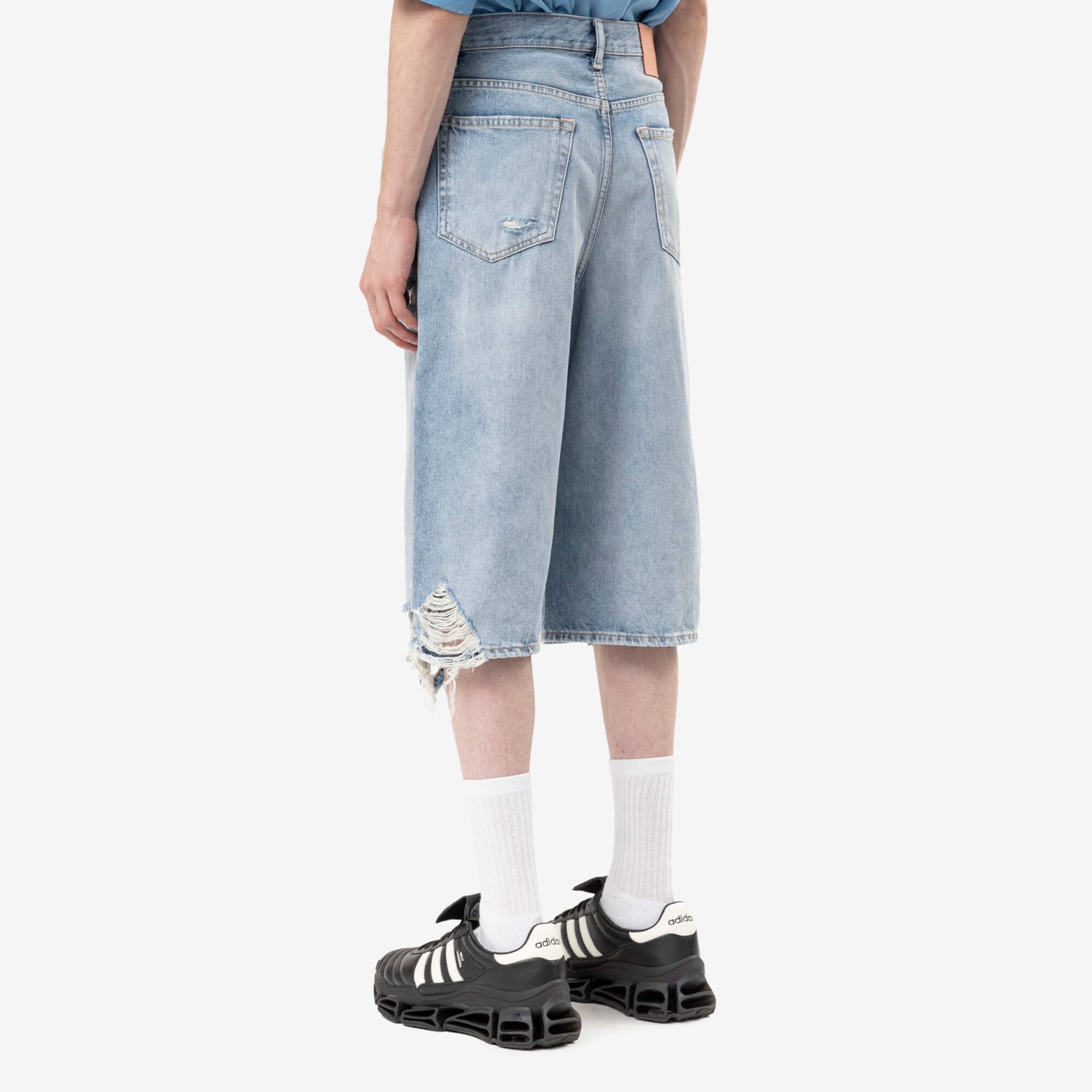 Unisex Loose Fit Distressed Denim Shorts