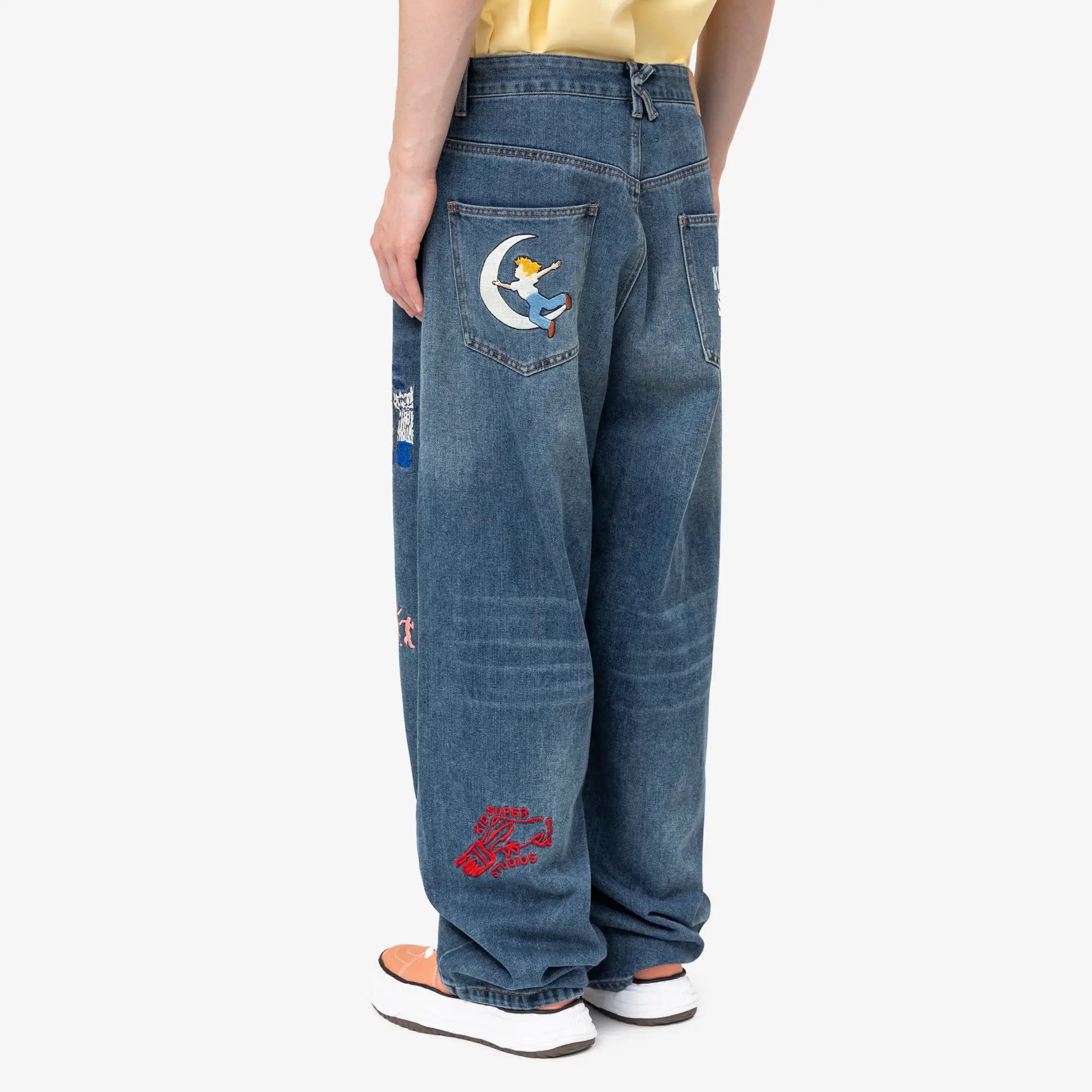 Embroidered Paintings Balloon Jeans