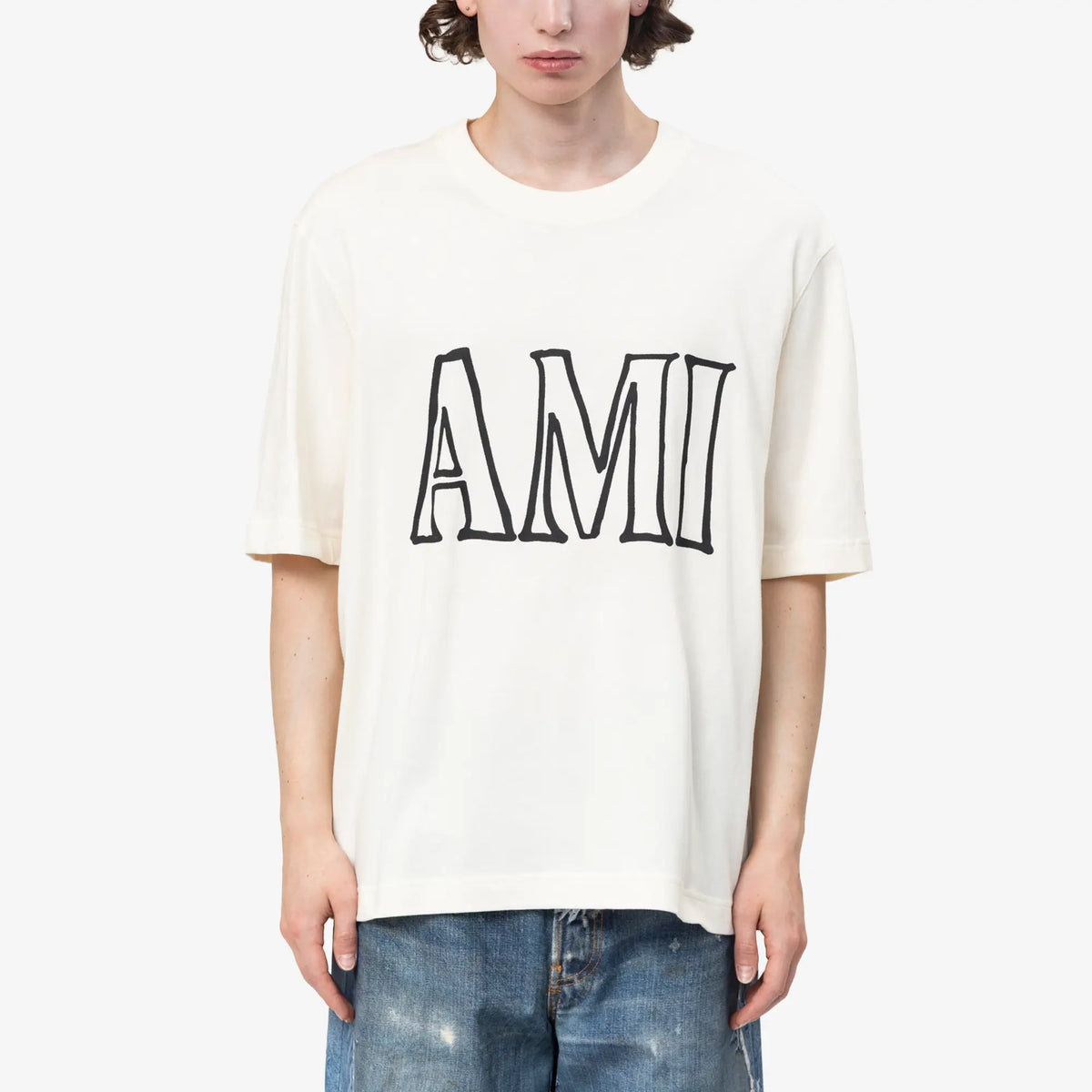 未使用品　Ami Paris ホワイト(クリーム色) Tシャツ Ami Paris ボクシー Tシャツ ホワイトクリーム｜Feuille